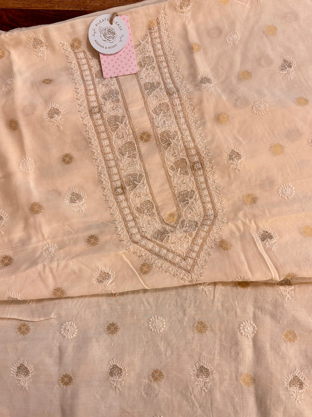 Creamy Peach Muslin Chikankari Men’s Kurta
