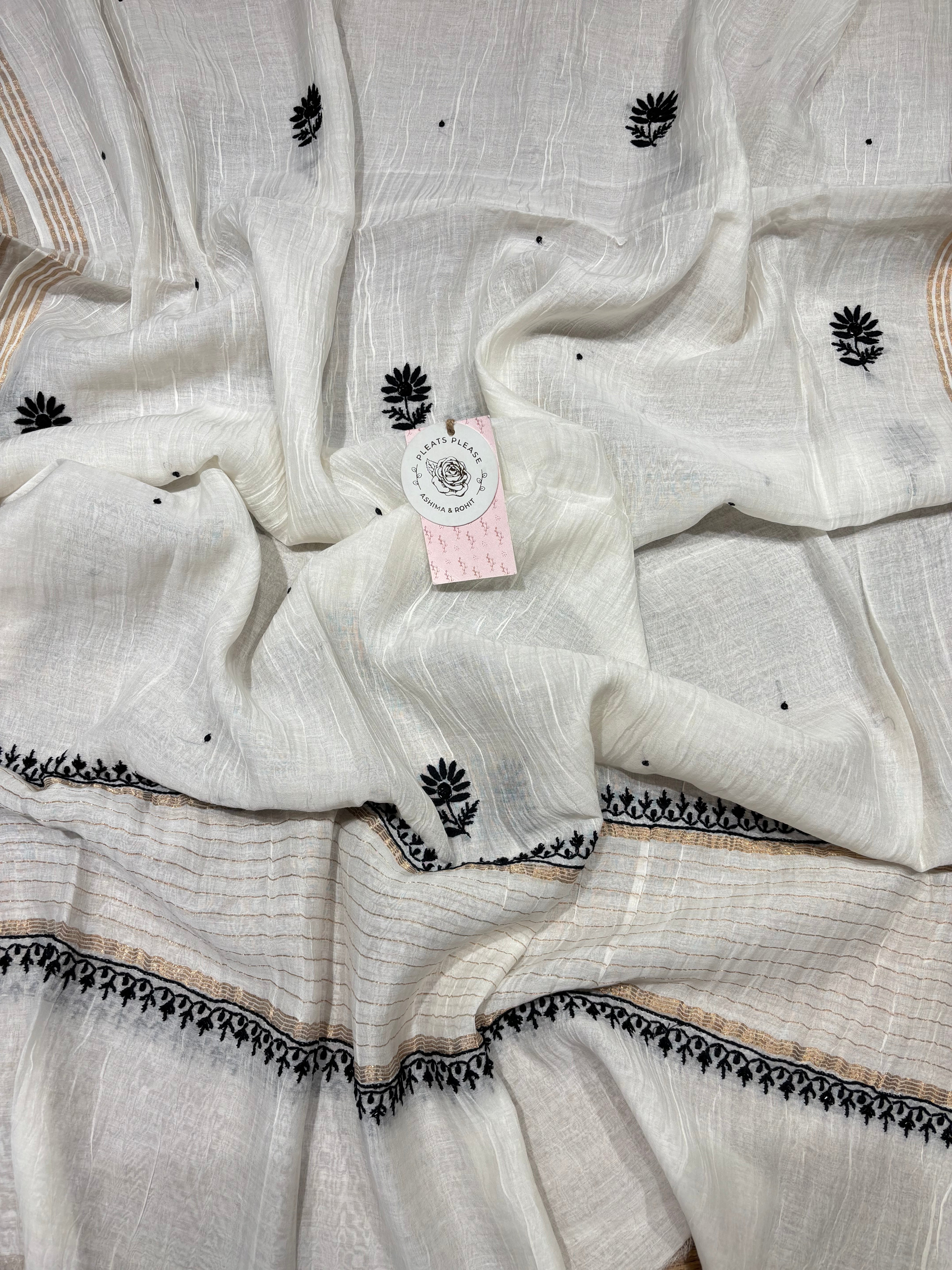 Dyeable Chanderi Mul Chikankari kurta and Dupatta Set