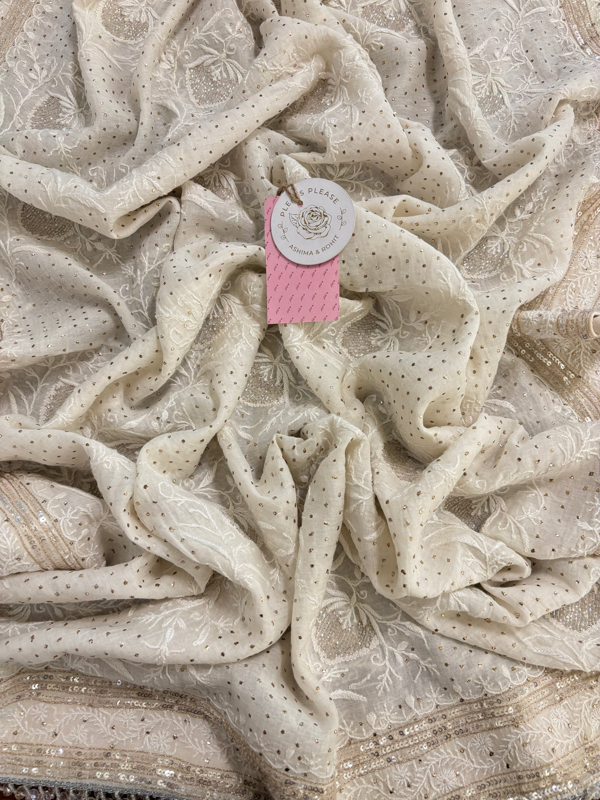 Dyeable Chanderi Mul Chikankari Mukaish Kurta & Dupatta