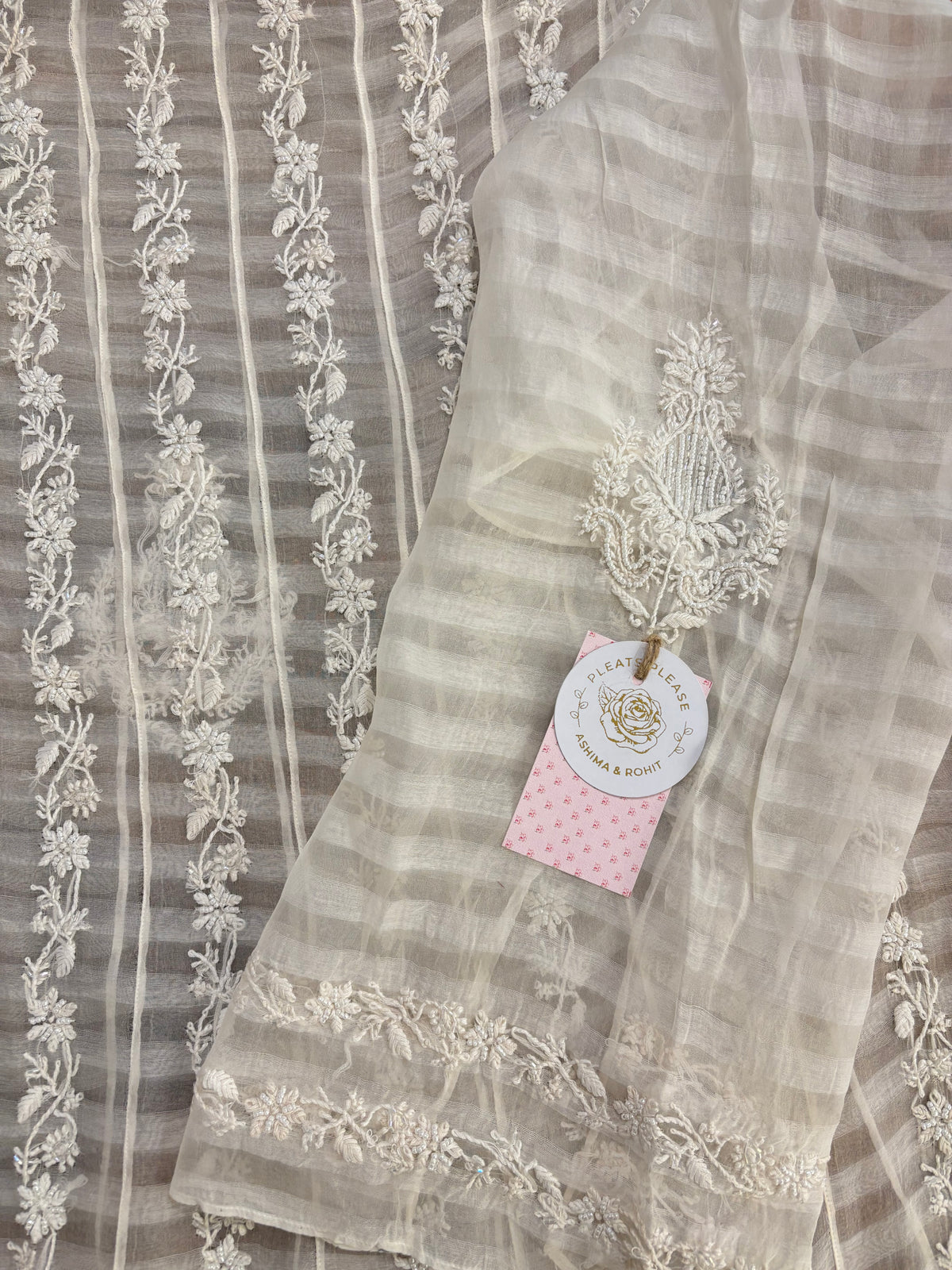 Dyeable Organza Chikankari Flared Co-Ord Set