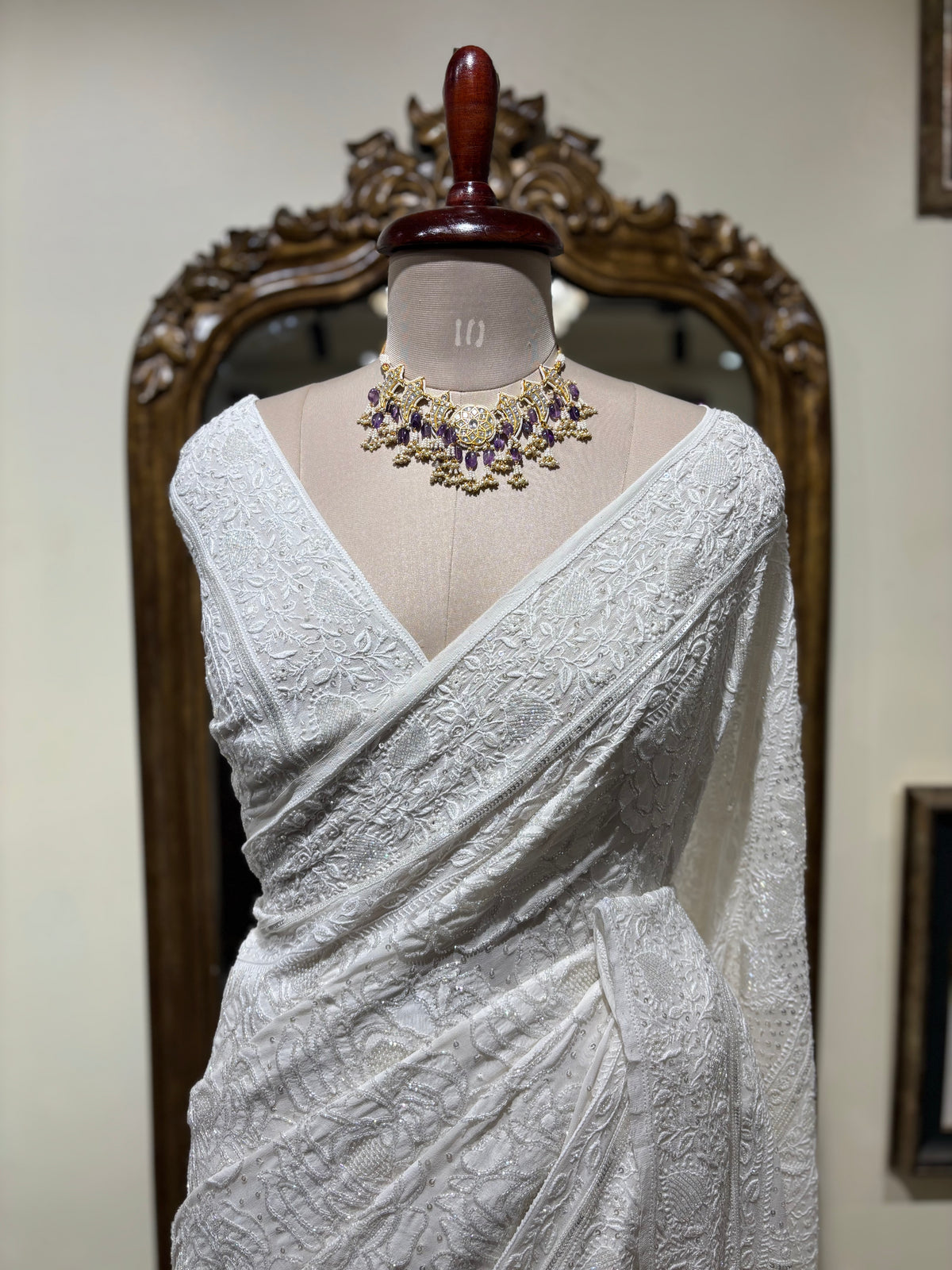 Dyeable Pure & Premium Georgette Chikankari Saree