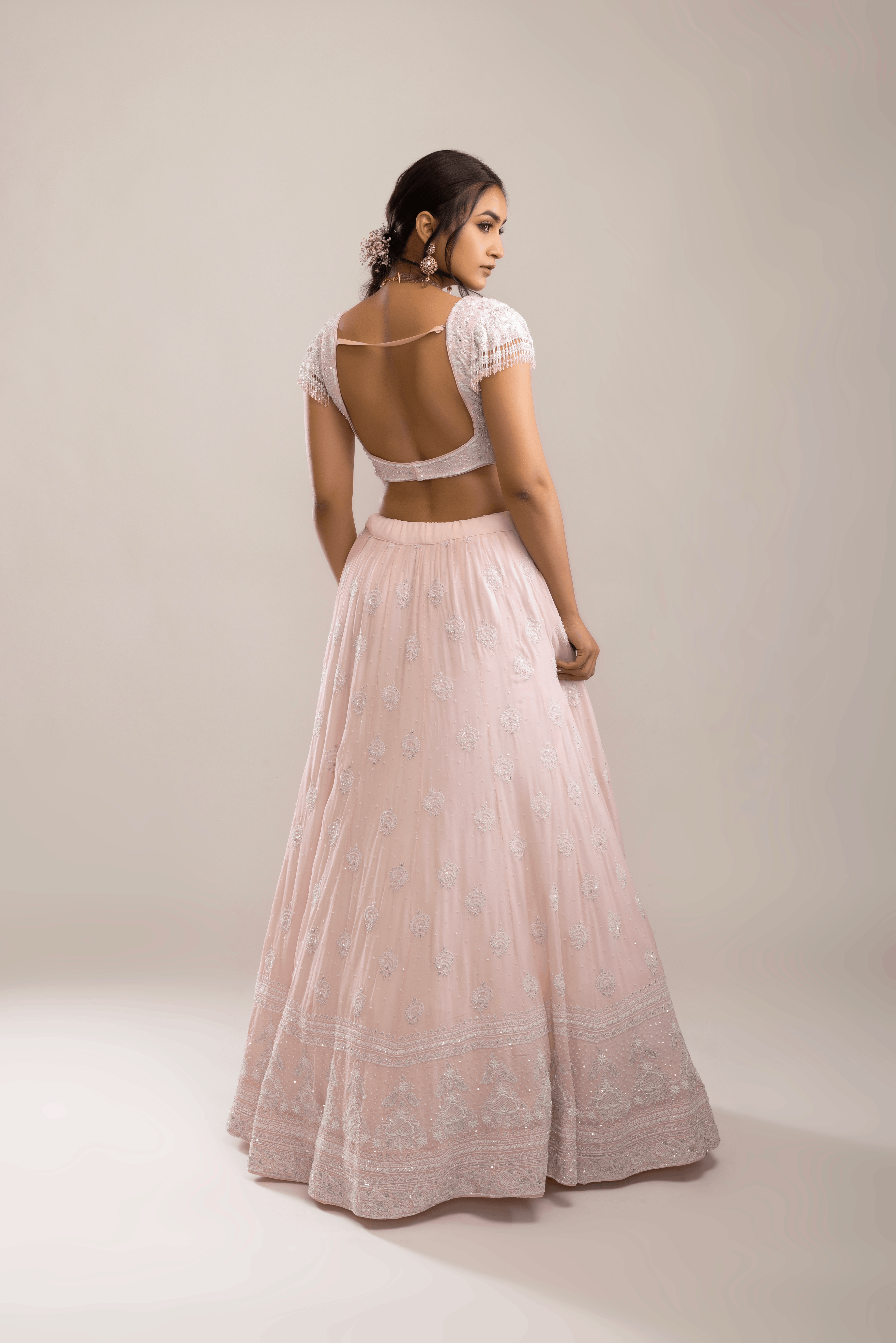 Candy Pink Pure and Premium Georgette Chikankari Lehenga