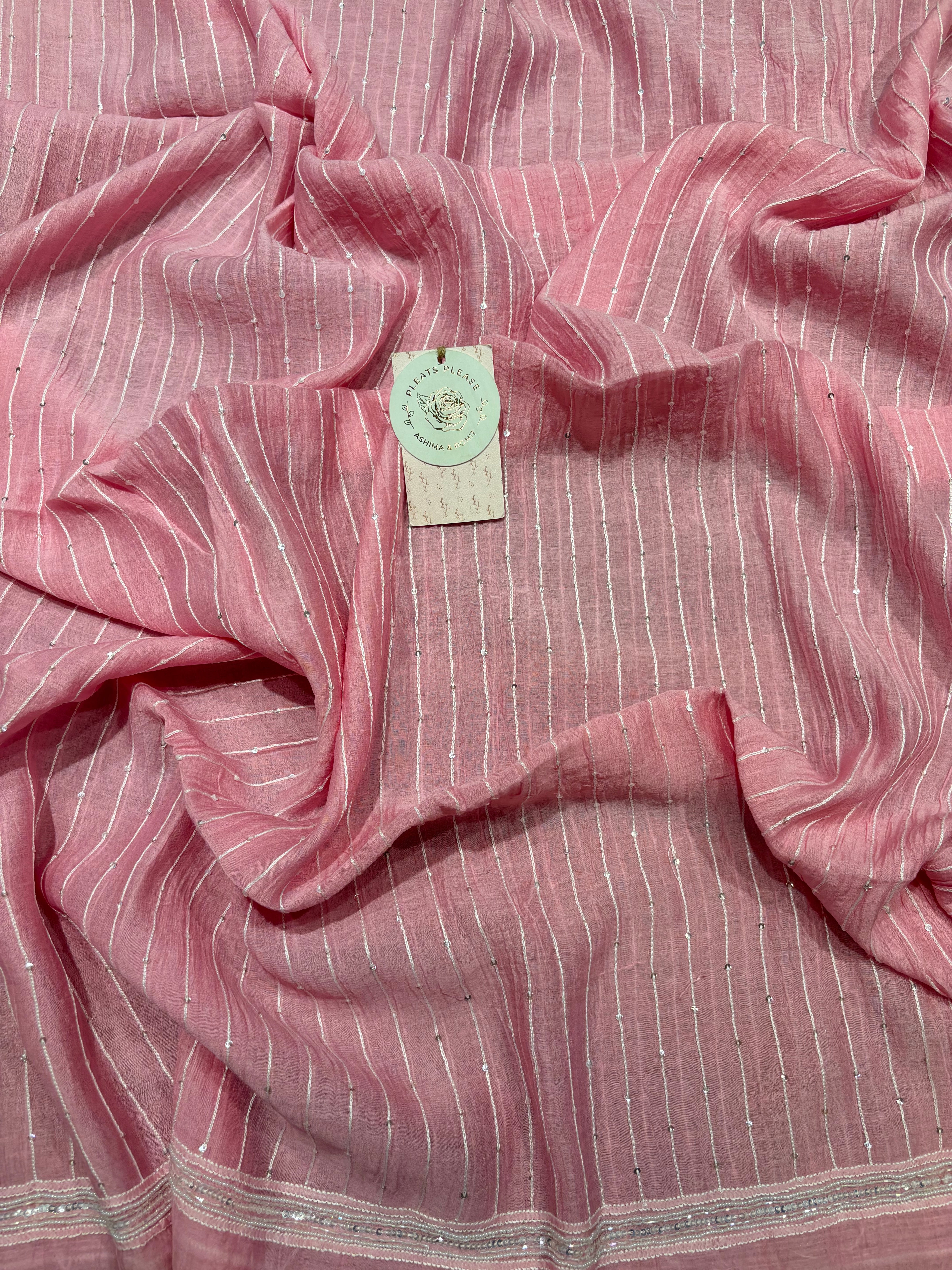 Pink Chanderi Mul Chikankari Kurta and Dupatta Set