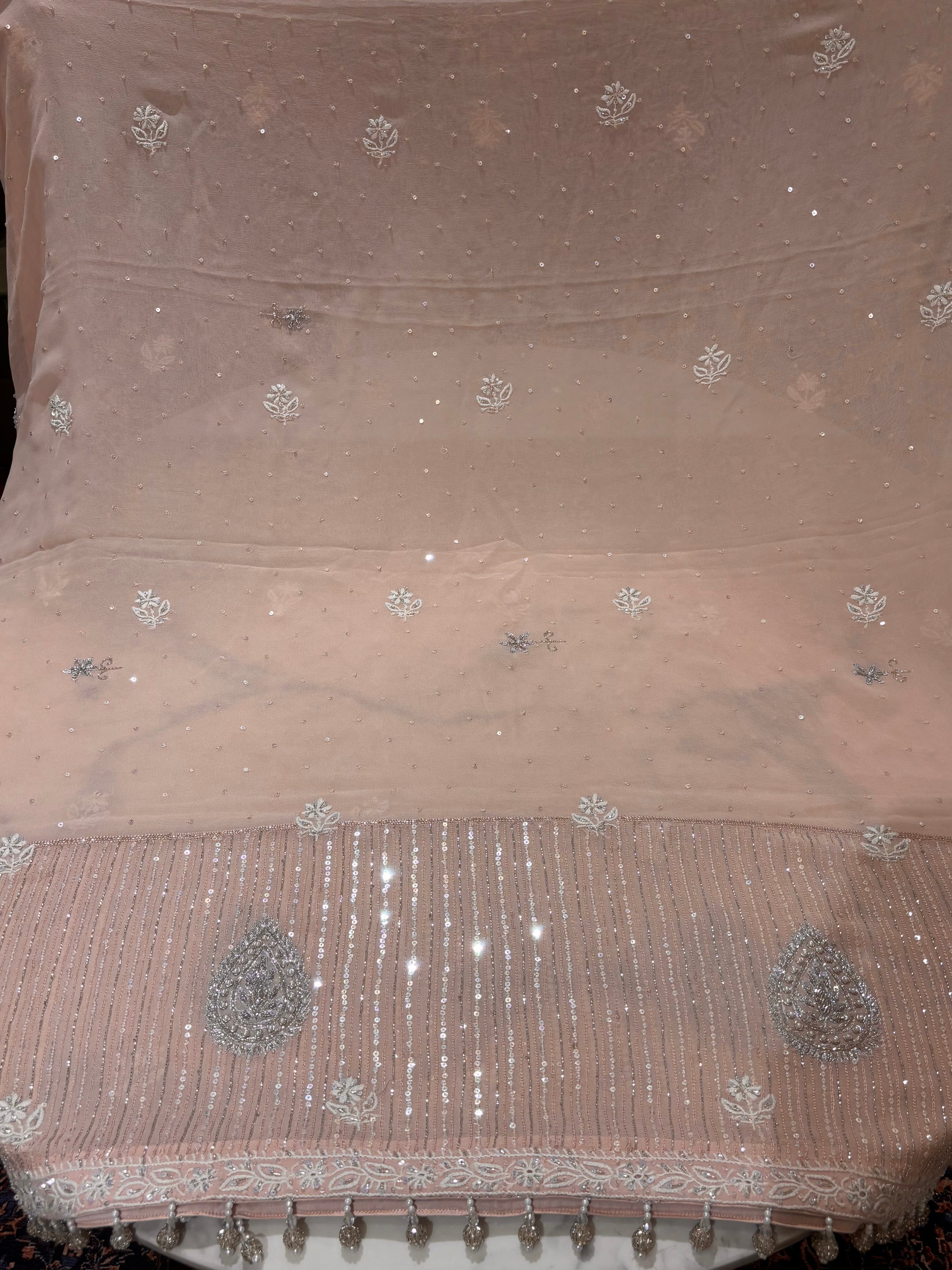 Soft Pink Pure and Premium Georgette Chikankari Kurta and Dupatta set