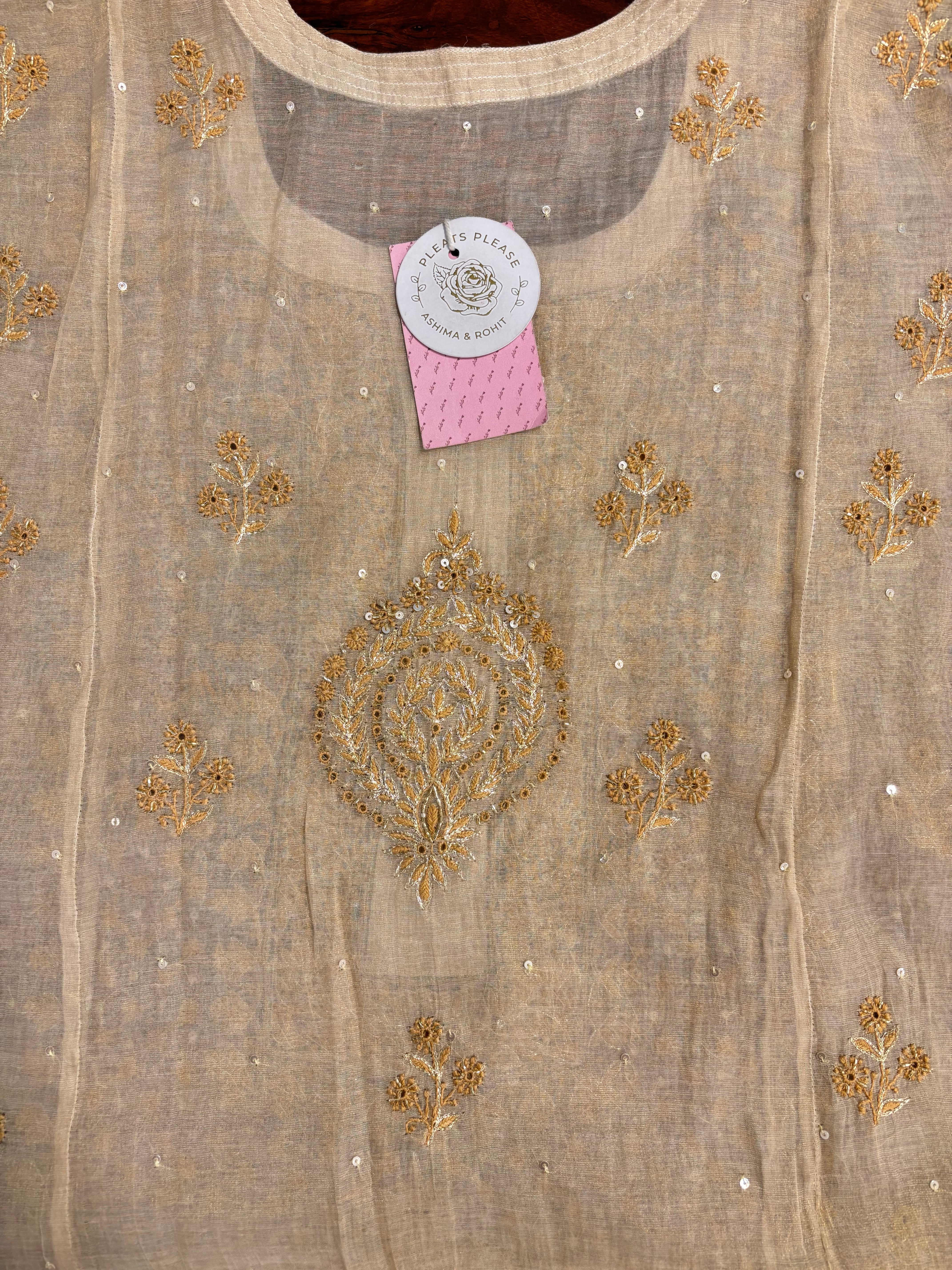 Dyeable Pure Tissue Chikankari Kurta & Dupatta