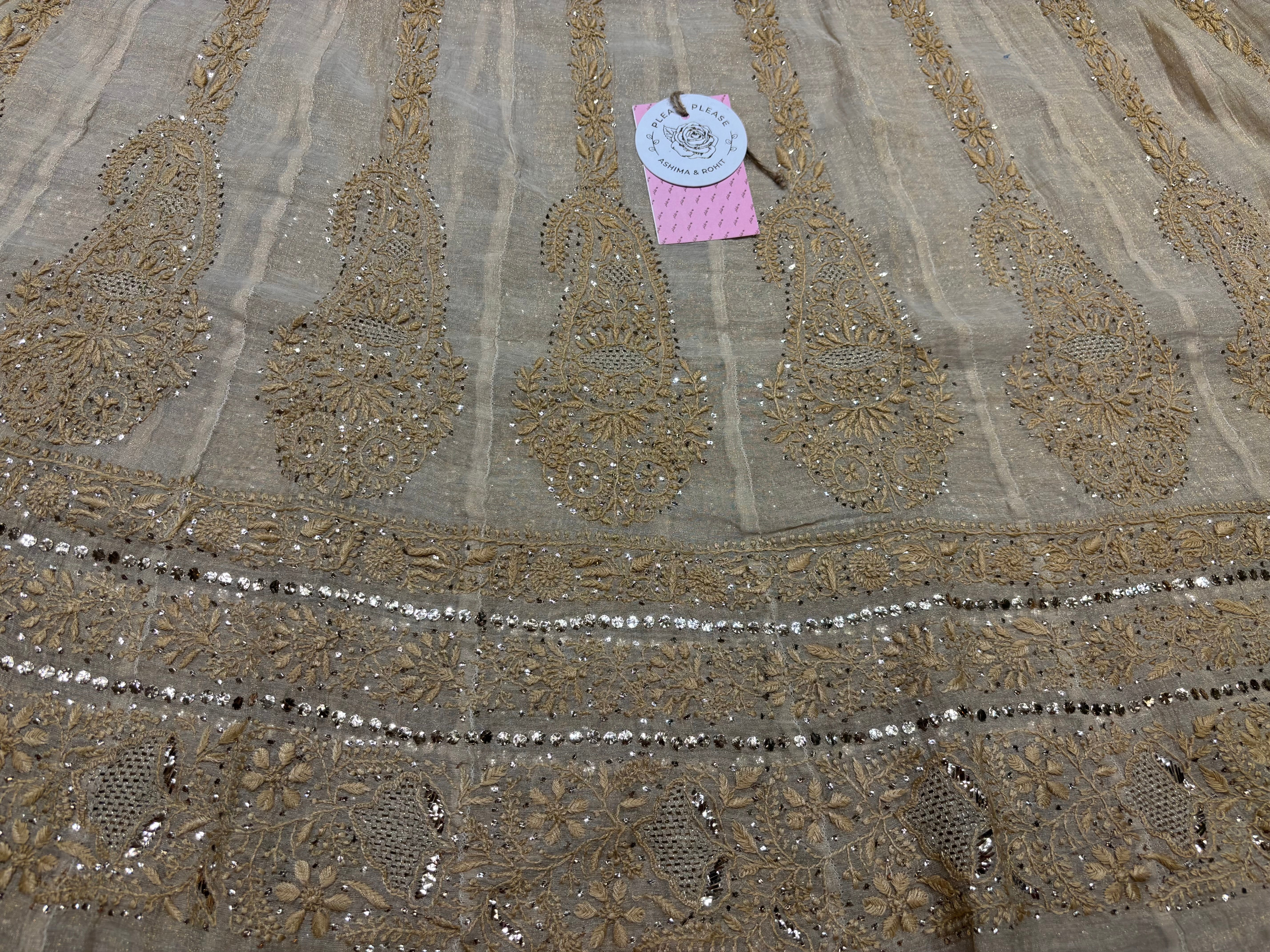 Dyeable Pure and Premium Tissue Chikankari & Mukaish Bajirao Anarkali and Dupatta Set