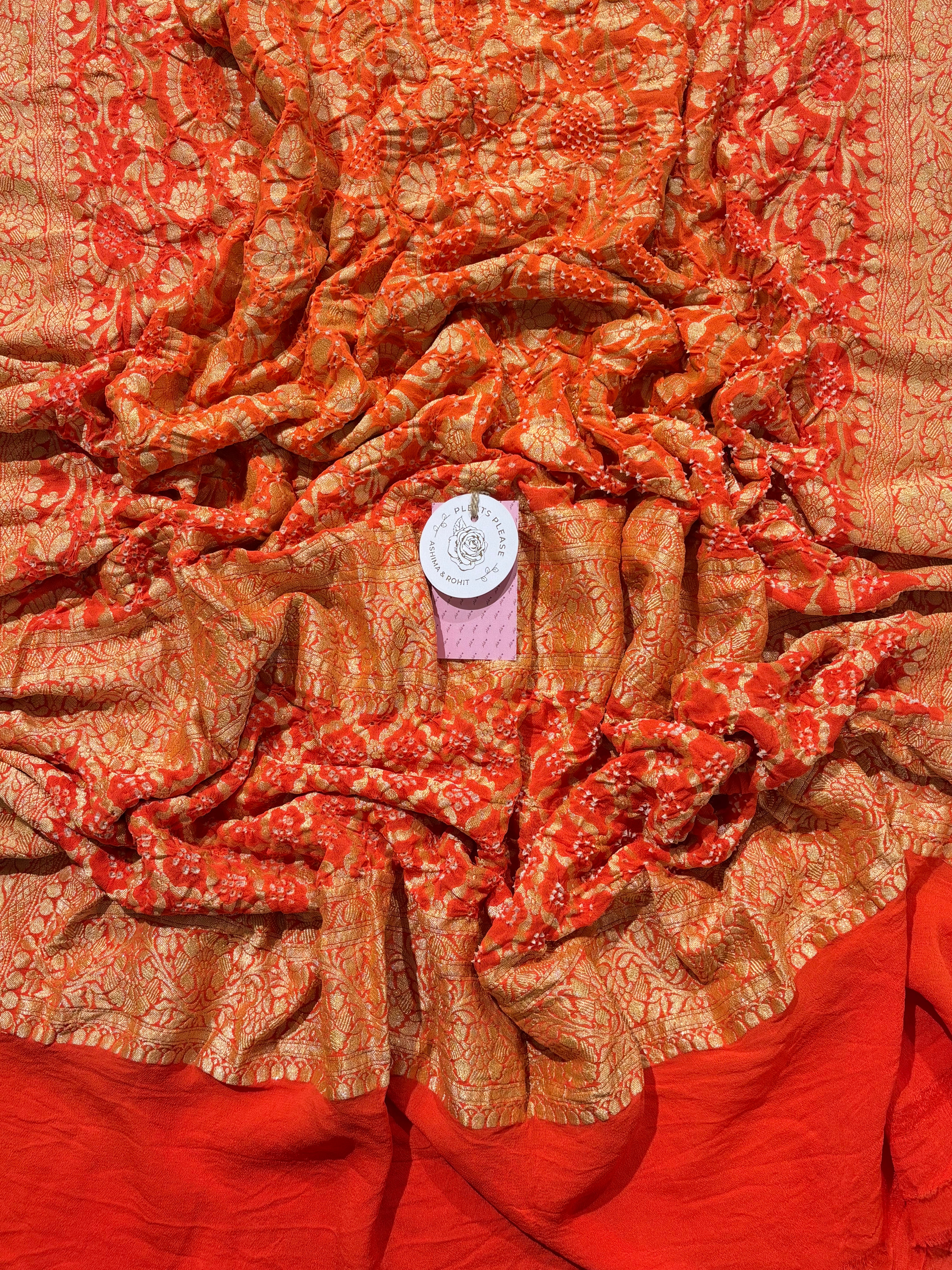 Orange Pure Khaddi Georgette Neemzari Dupatta