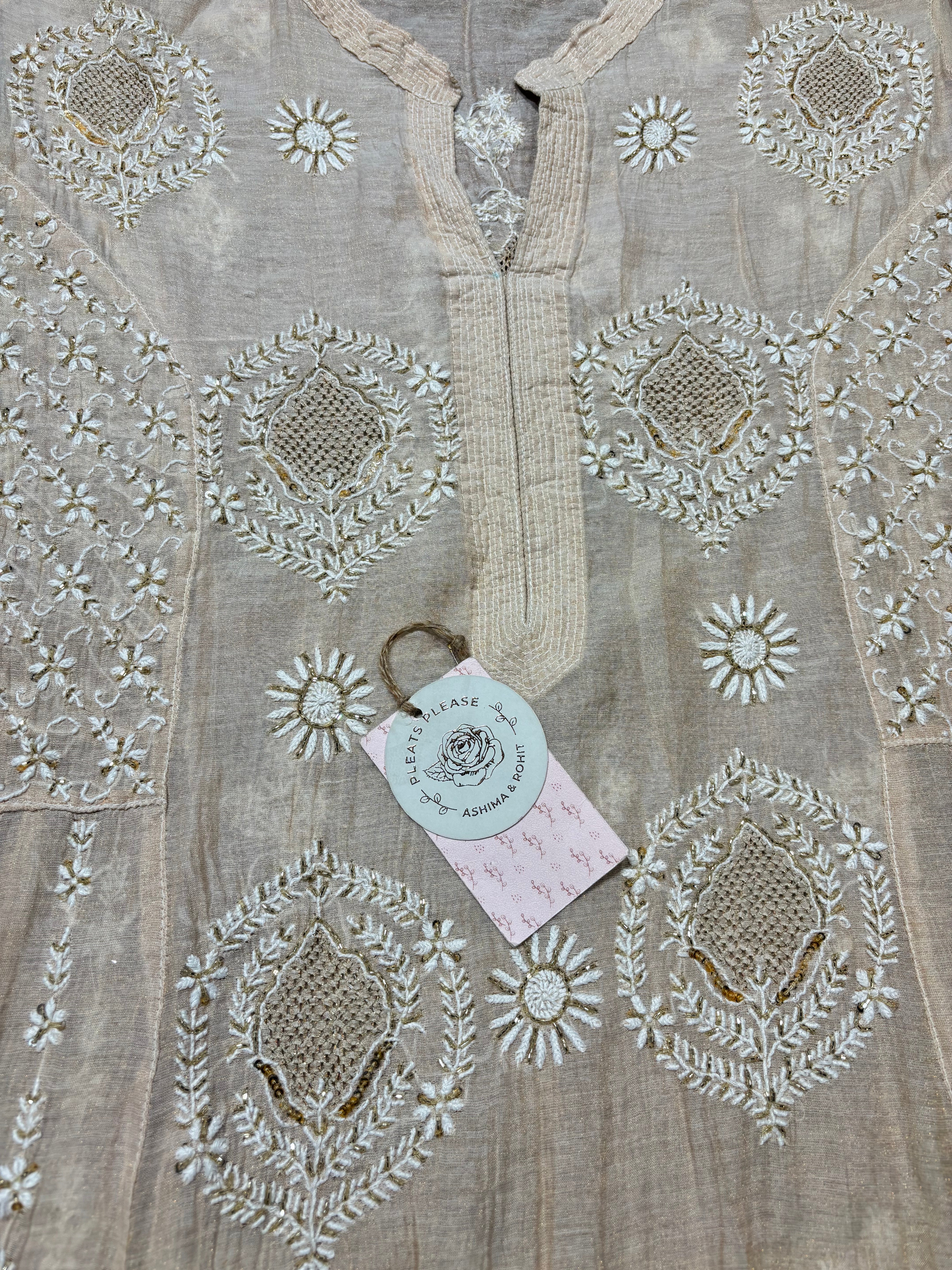 Dyeable Pure & Premium Tissue Chikankari Anarkali & Dupatta Set