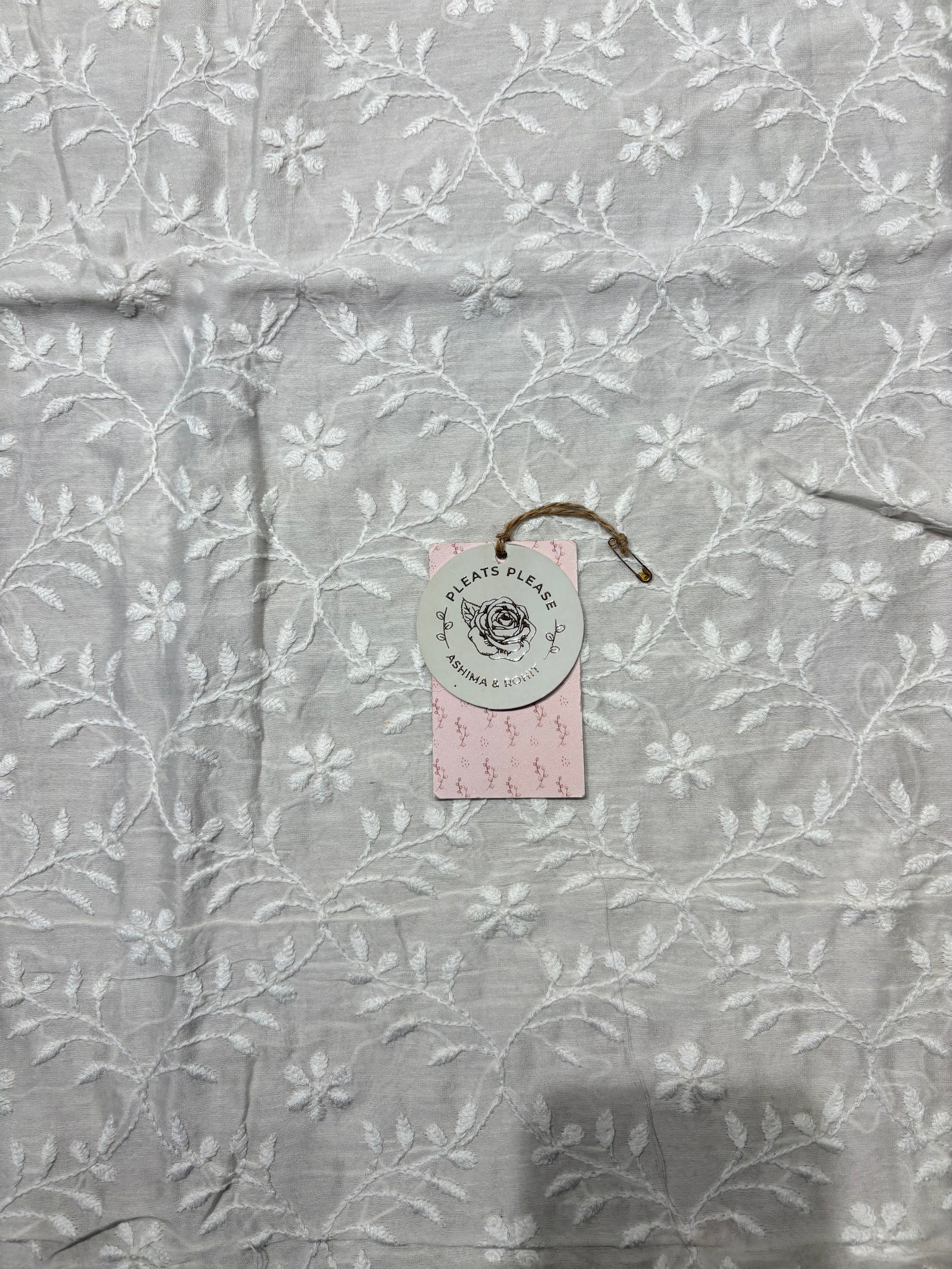Dyeable Chanderi Silk Chikankari Men’s Kurta Fabric