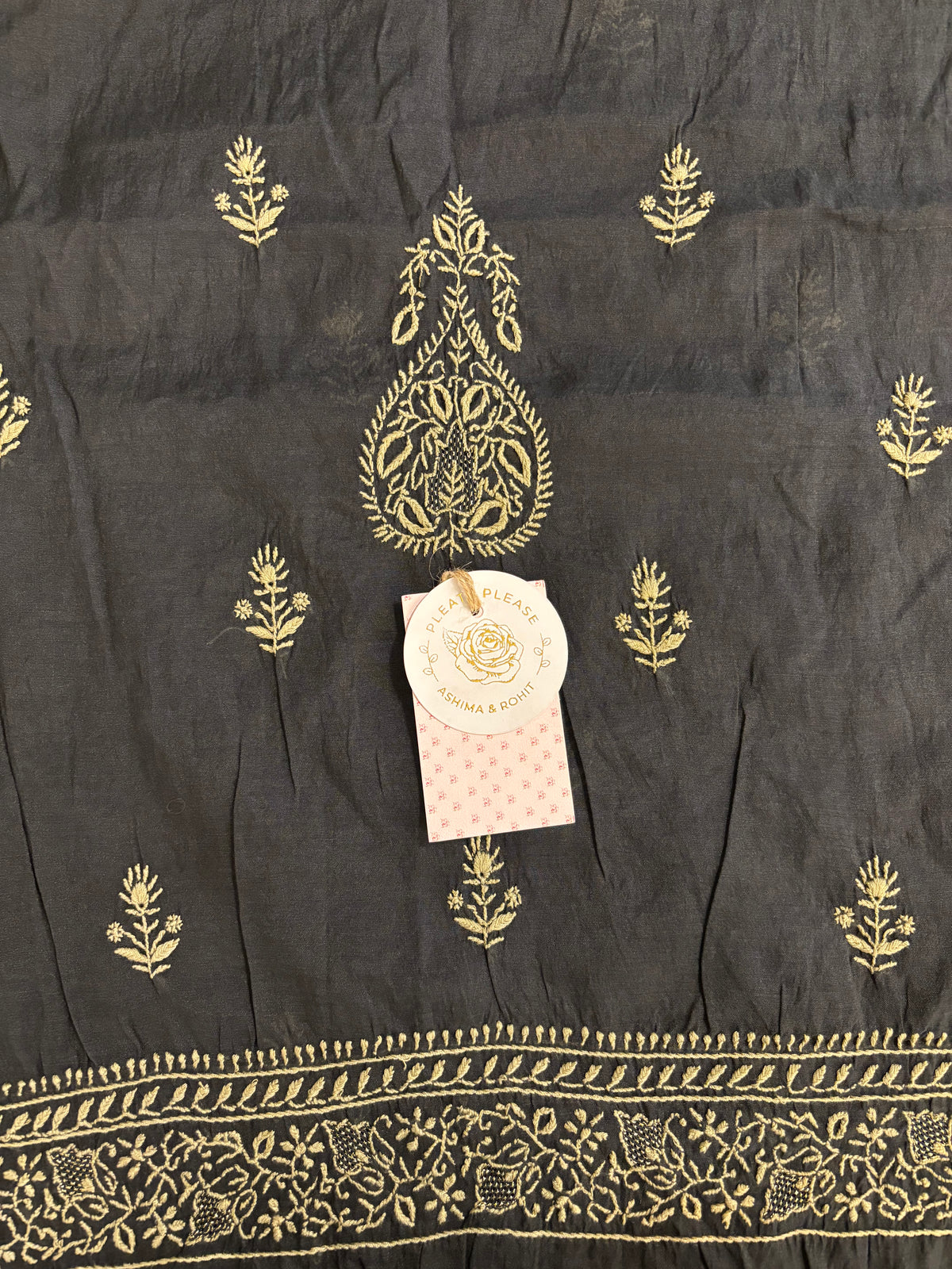 Black Chanderi Silk Chikankari Men’s Kurta