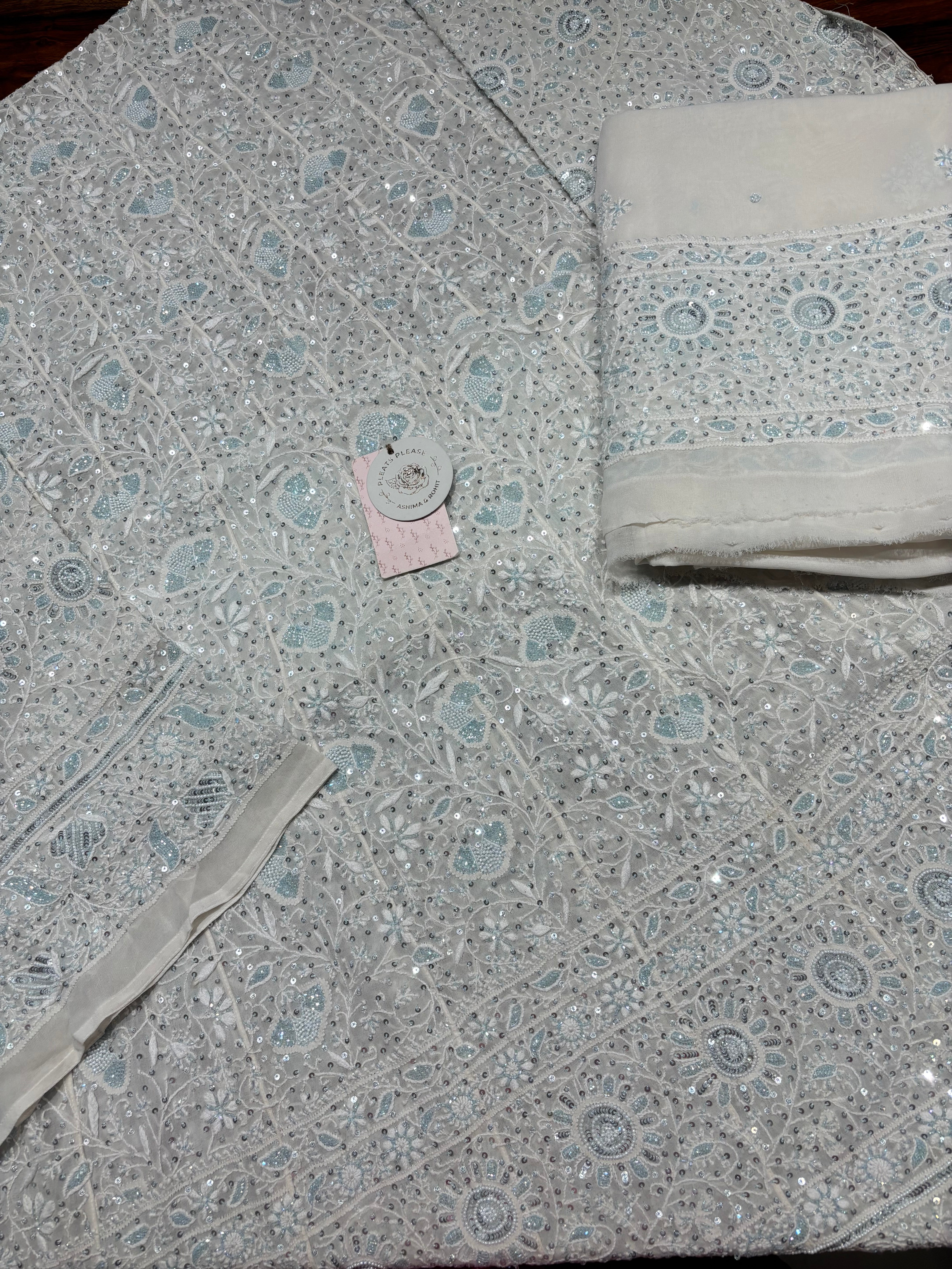 Dyeable Pure & Premium Georgette Chikankari  Anarkali & Dupatta Set