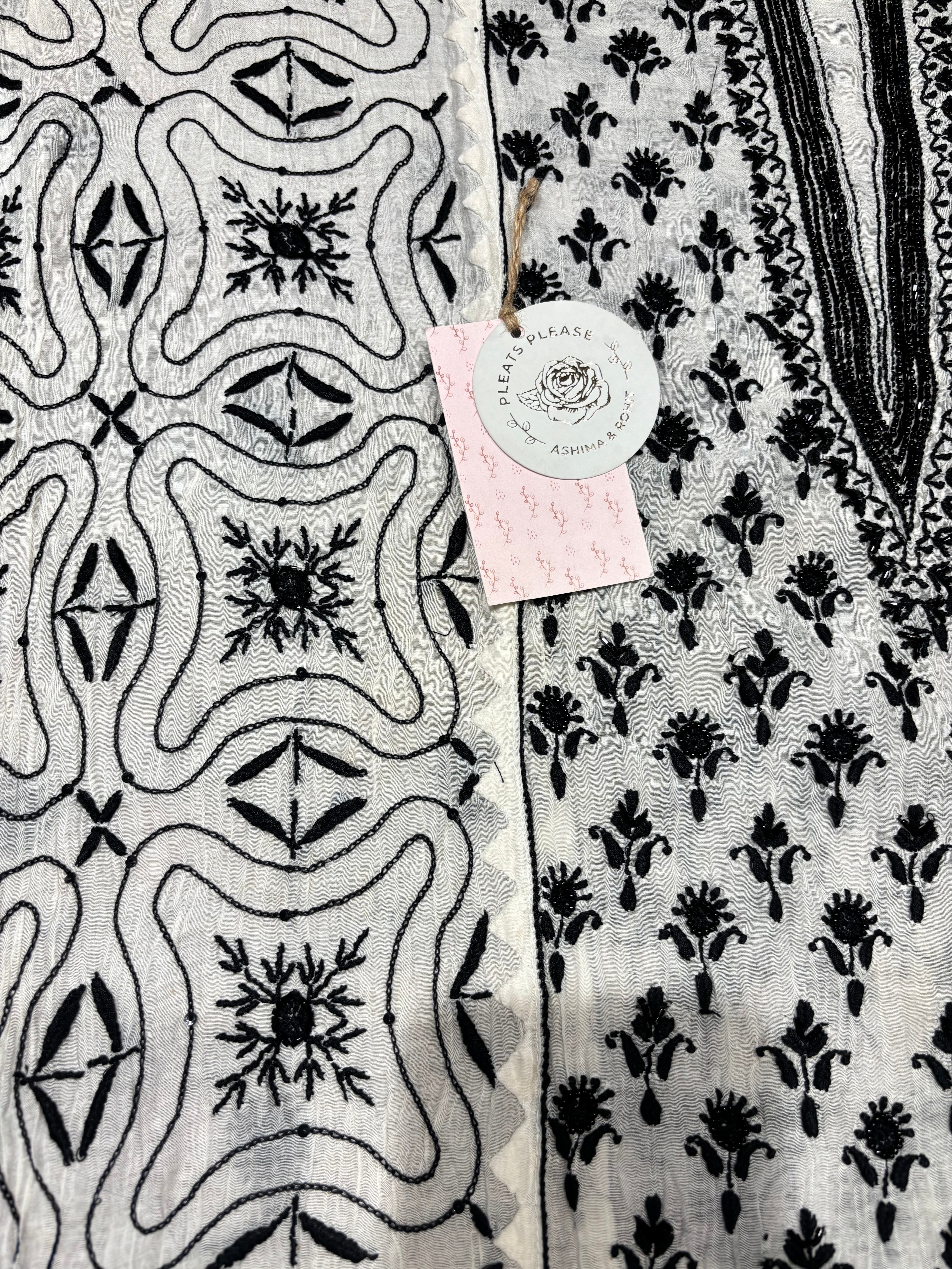 Dyeable Chanderi Mul Chikankari Kurta and Dupatta Set