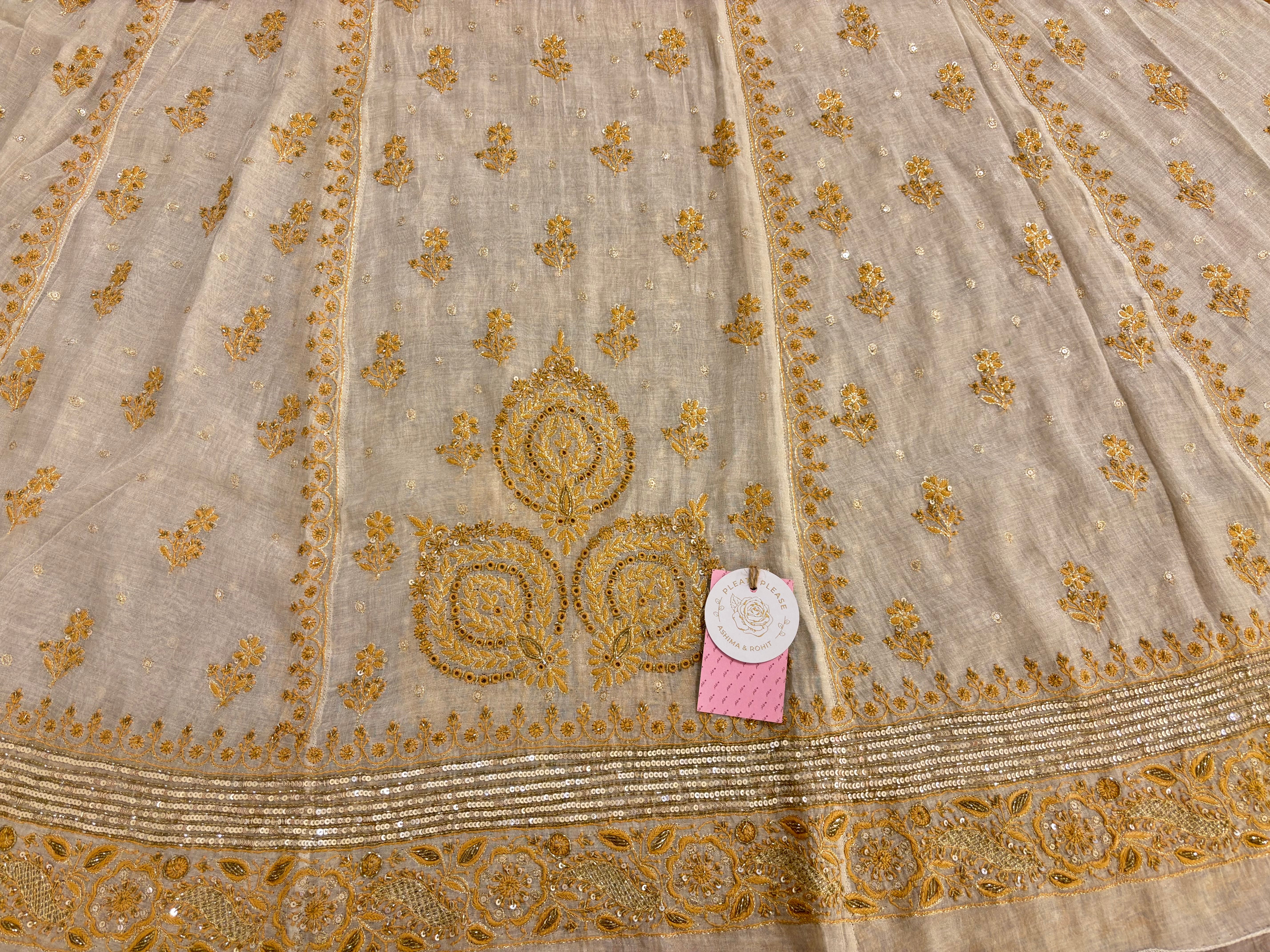 Dyeable Pure & Premium Tissue Ivory Silver Chikankari Anarkali & Dupatta