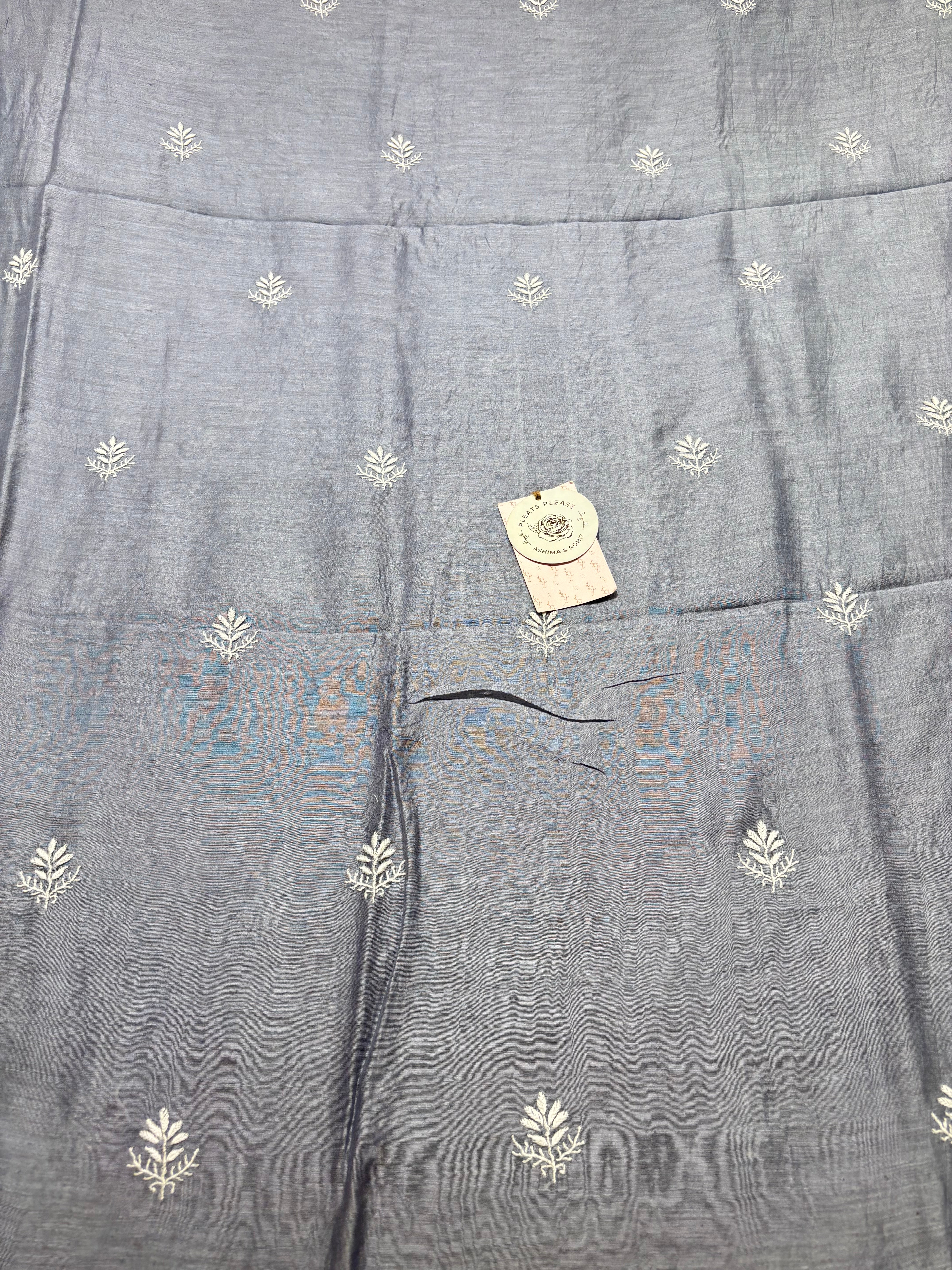 Greyish Blue Linen Chikankari Men’s Kurta Fabric