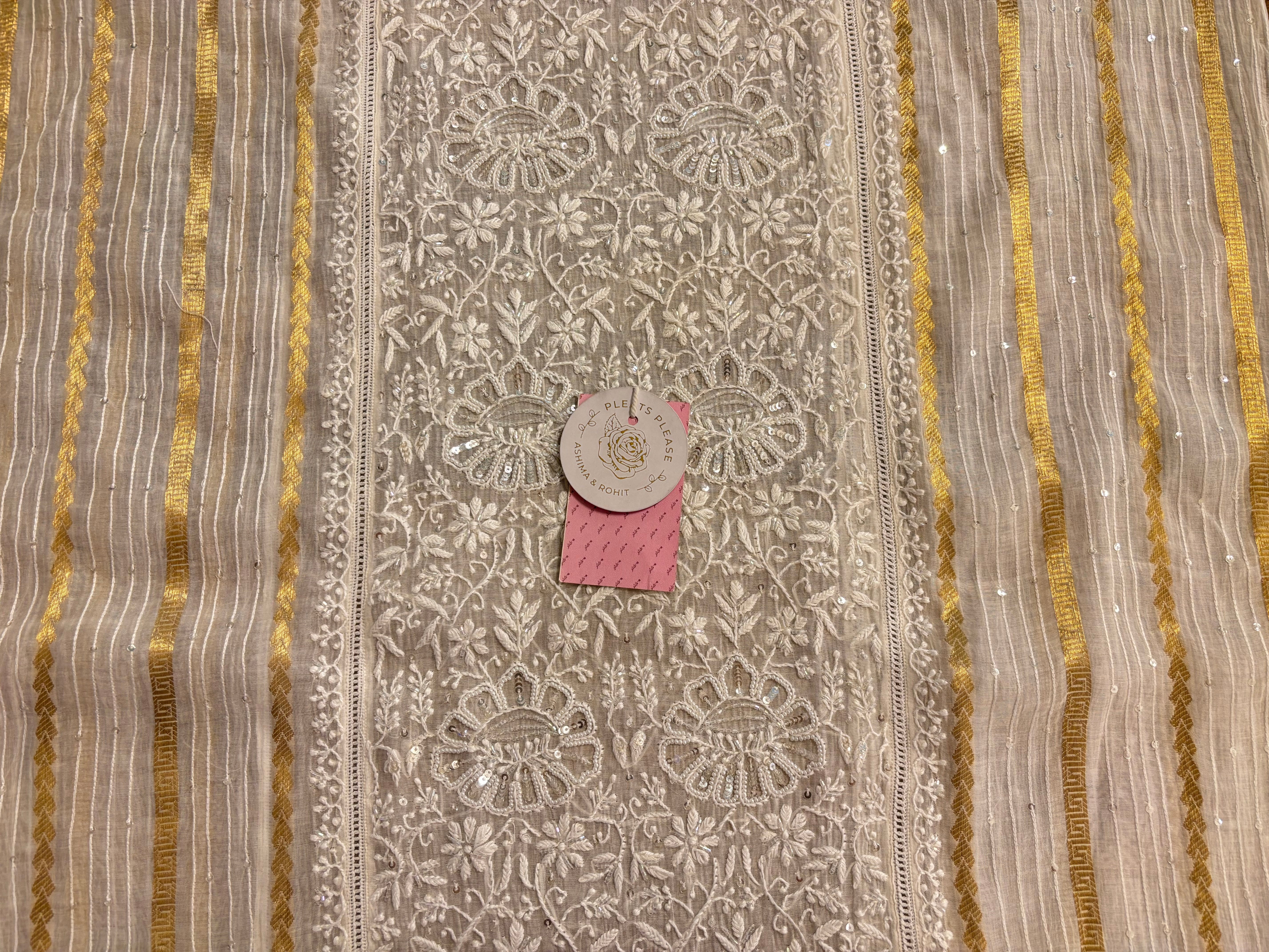 Dyeable Chanderi Mul Chikankari Kurta & Dupatta With Banarasi Weave