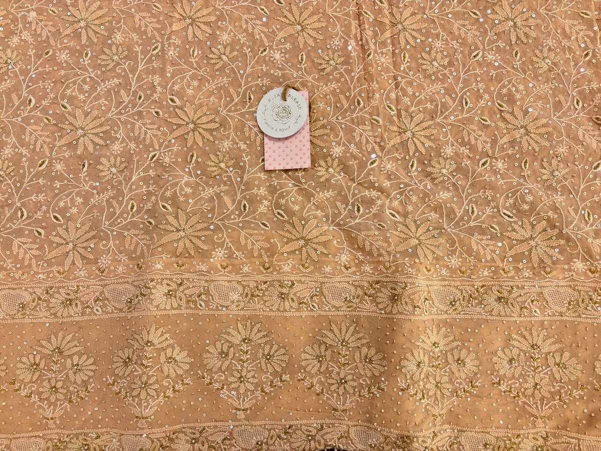 Pastel Peach Pure & Premium Georgette Chikankari Dupatta