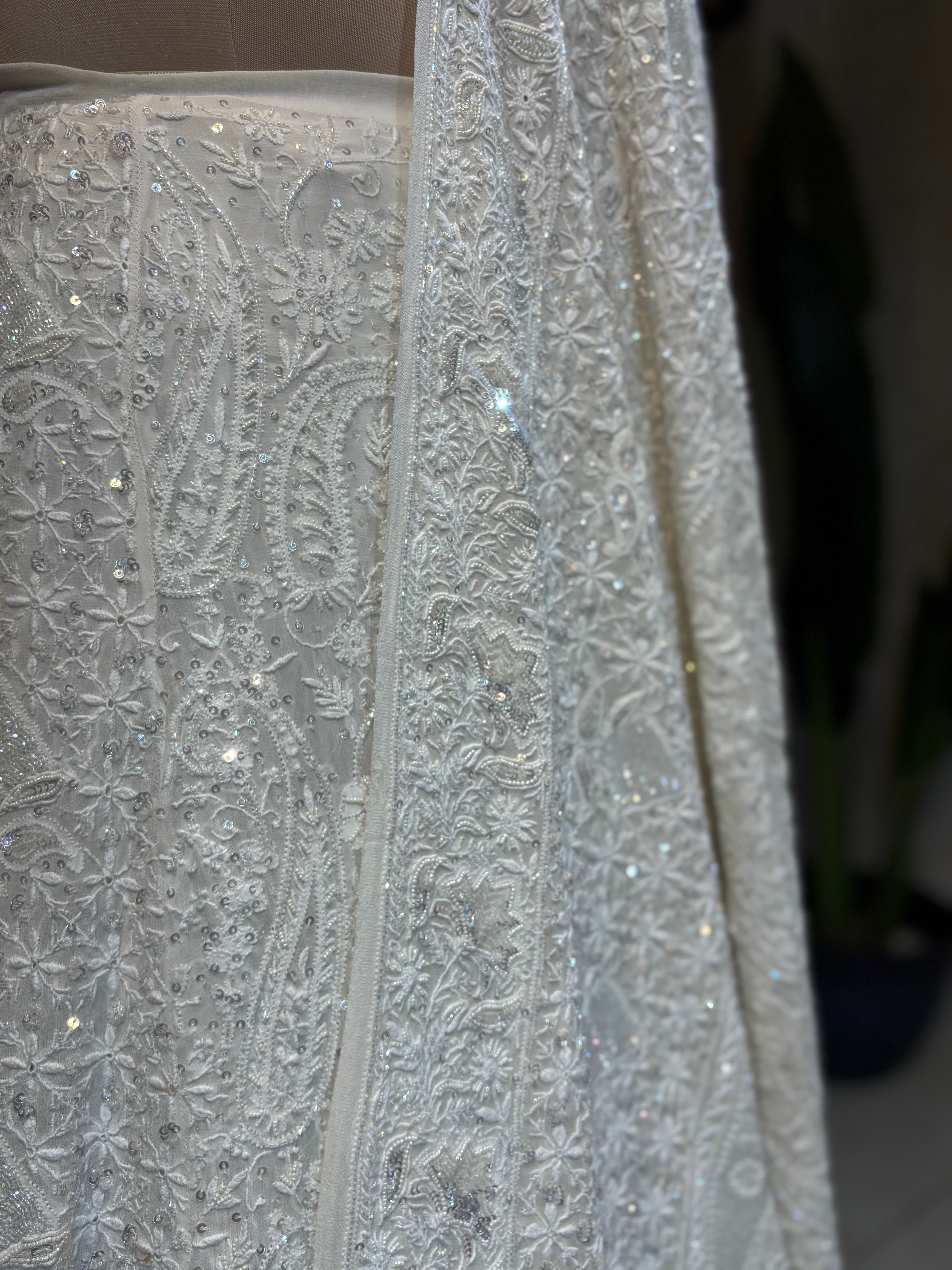 Dyeable Pure & Premium Georgette Chikankari Lehenga Set