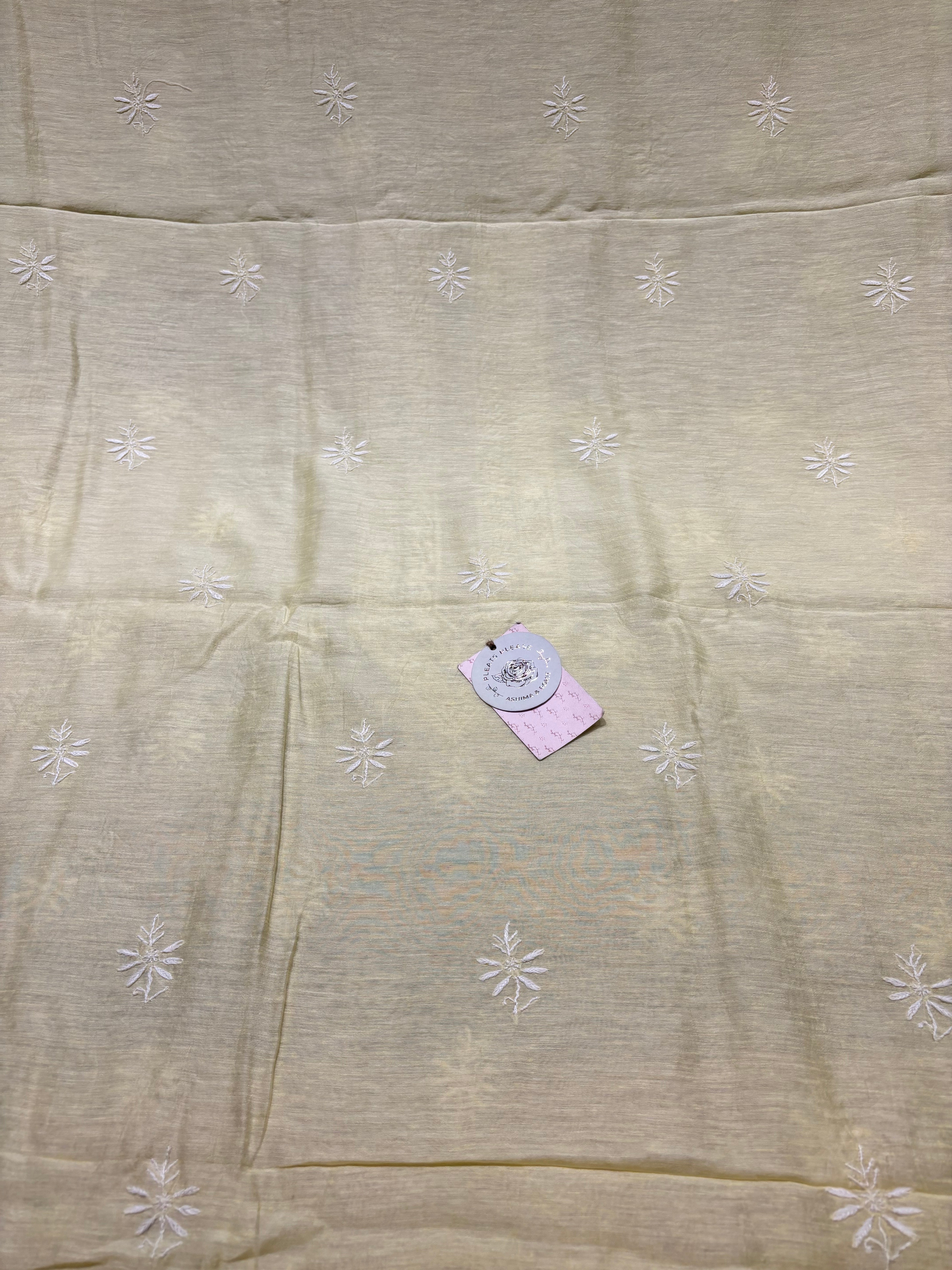 Lemon Yellow Linen Chikankari Men’s Kurta Fabric
