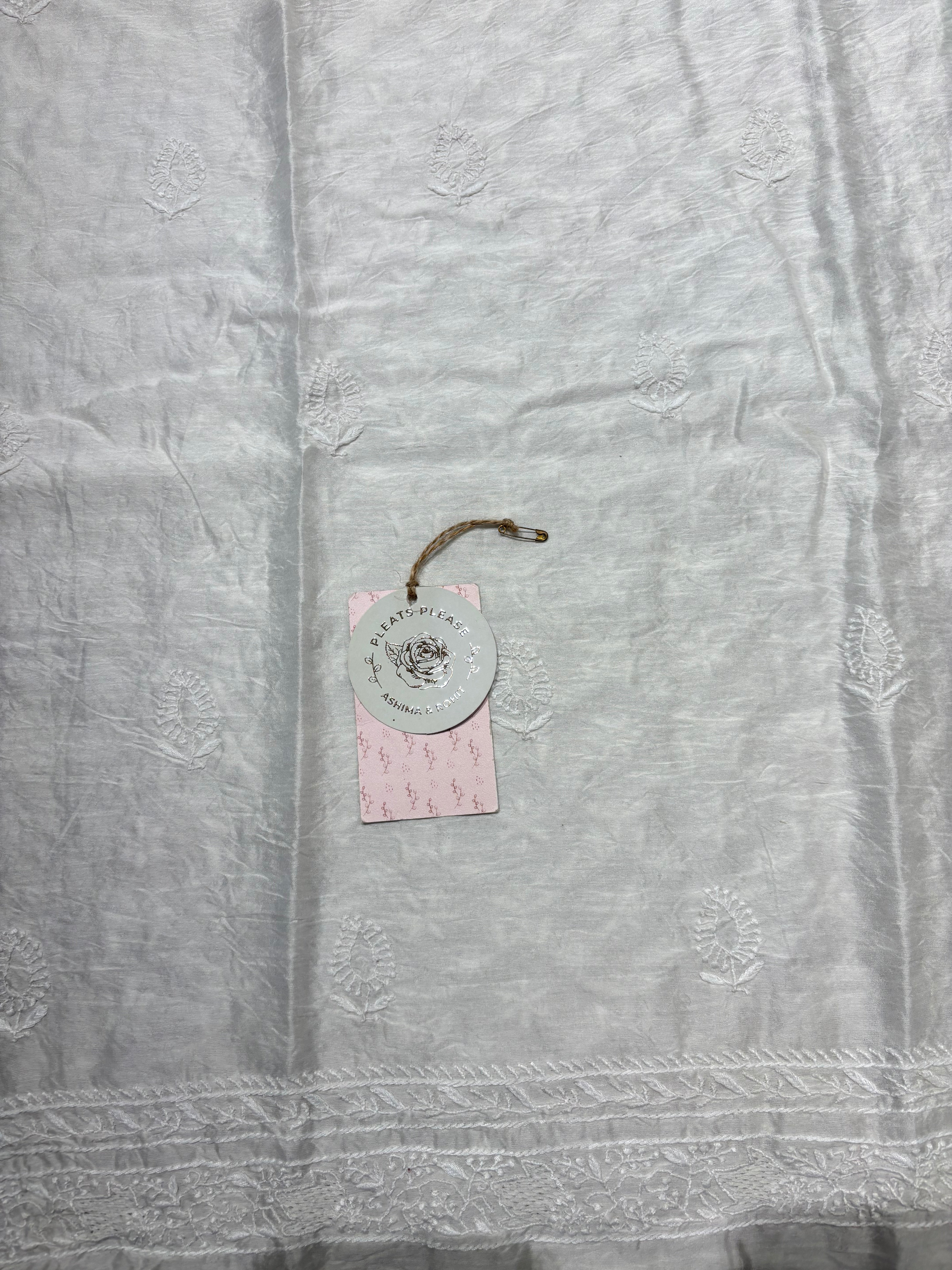 Dyeable Chanderi Silk Chikankari Men’s Kurta Fabric
