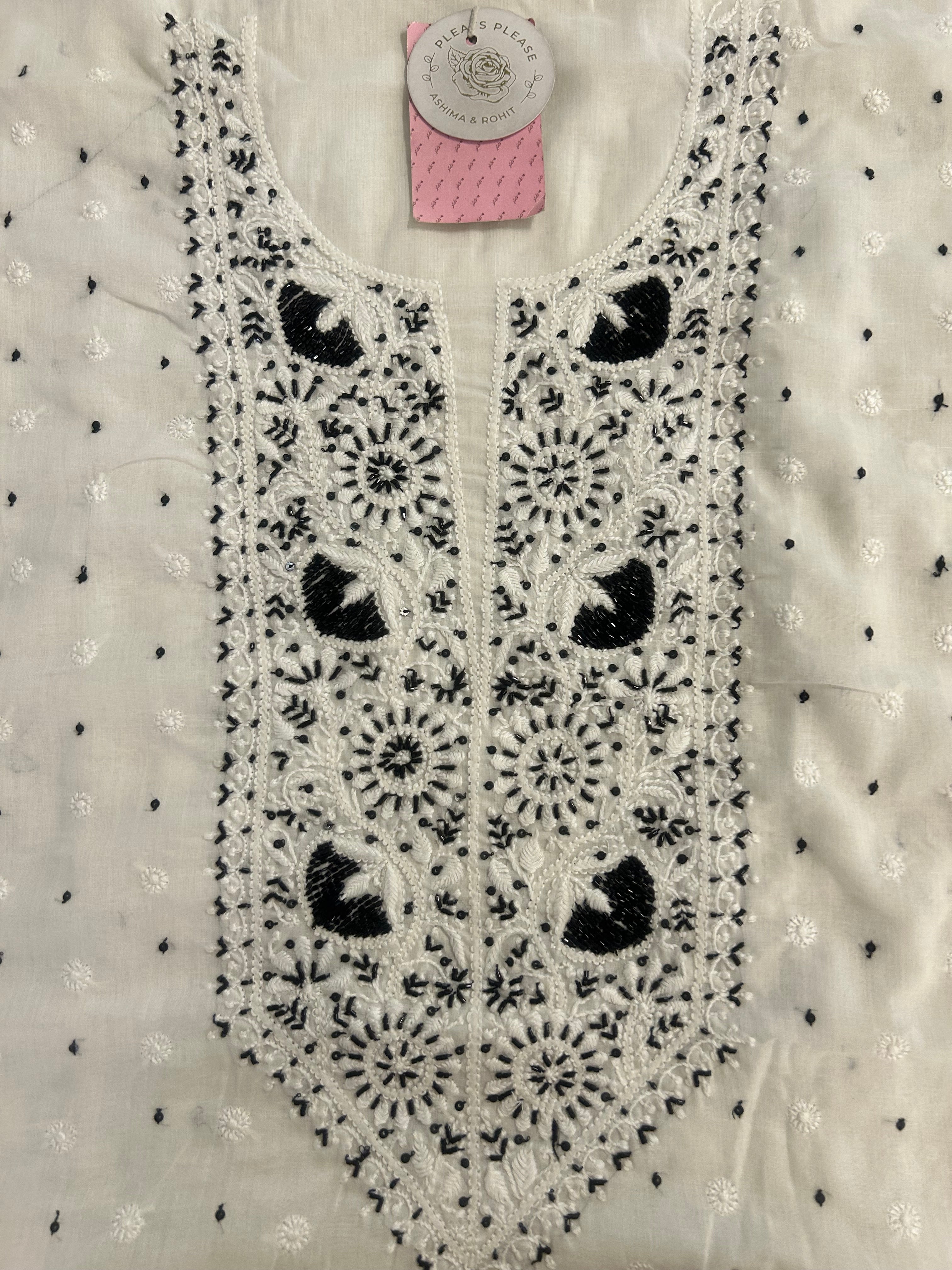 Dyeable White Mulmul Chikankari Kurta