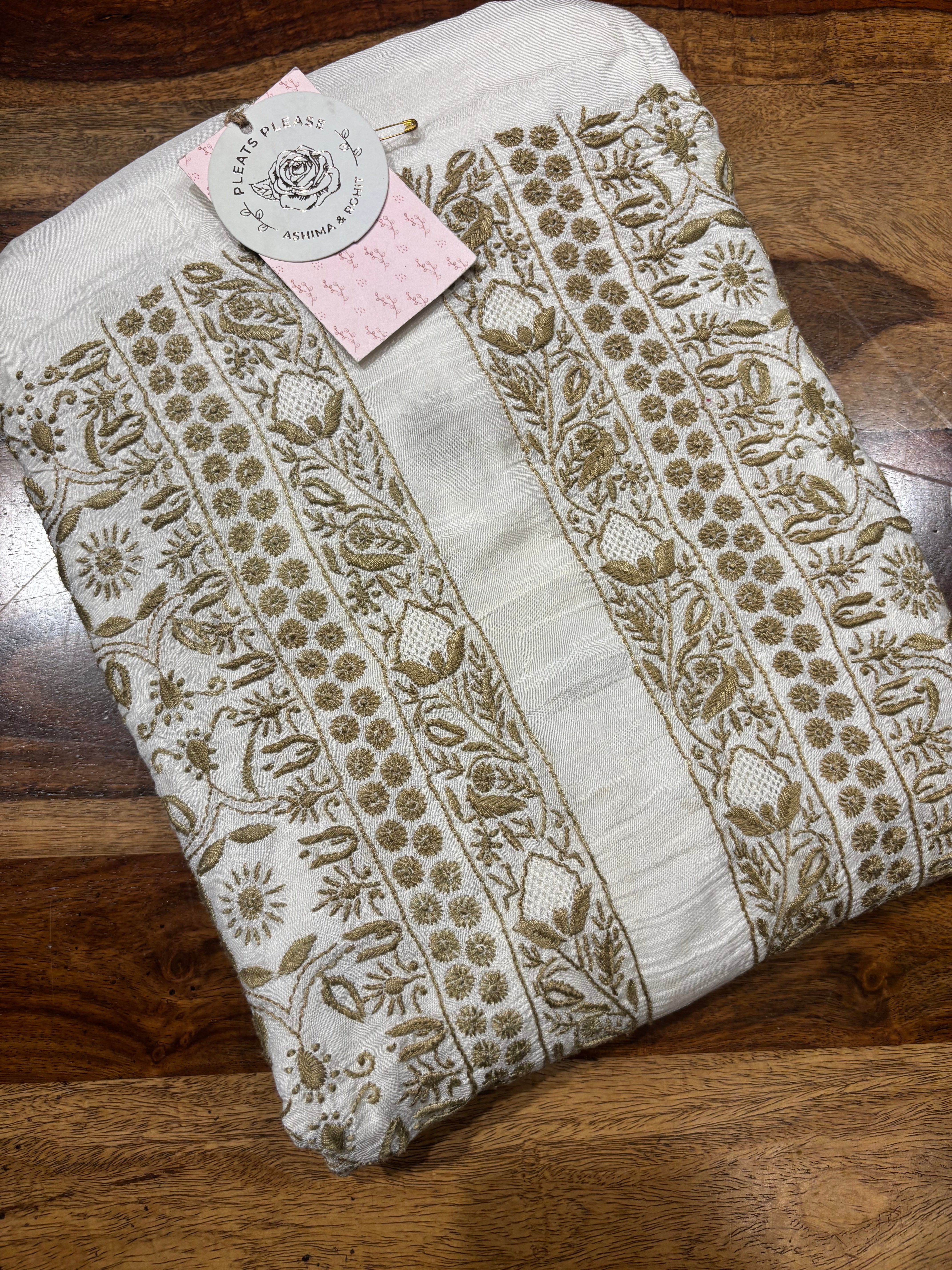 Dyeable Pure Muslin Silk Chikankari Men’s Kurta Fabric