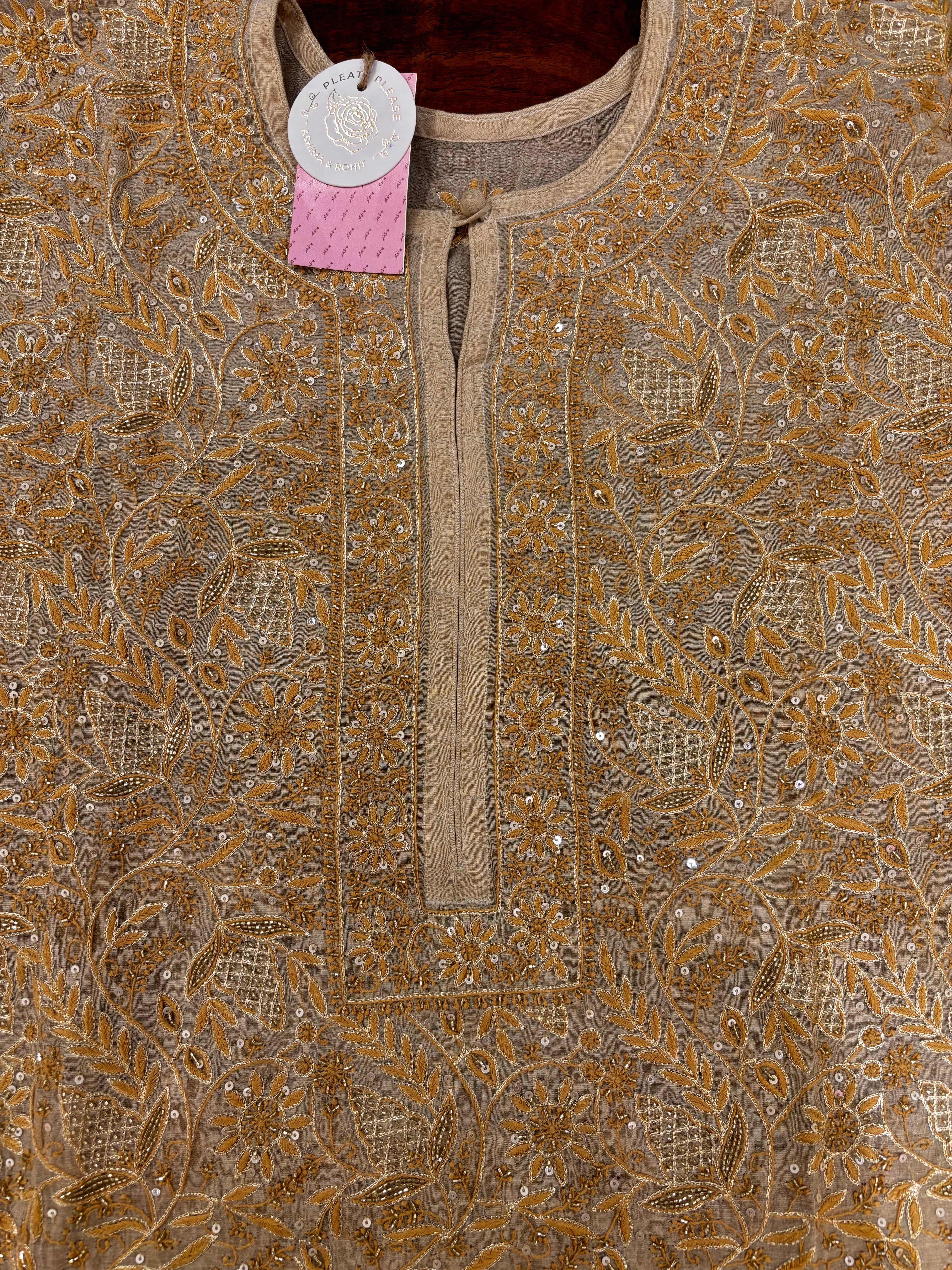 Dyeable Pure Tissue Heavy Jaal Chikankari Kurta & Dupatta