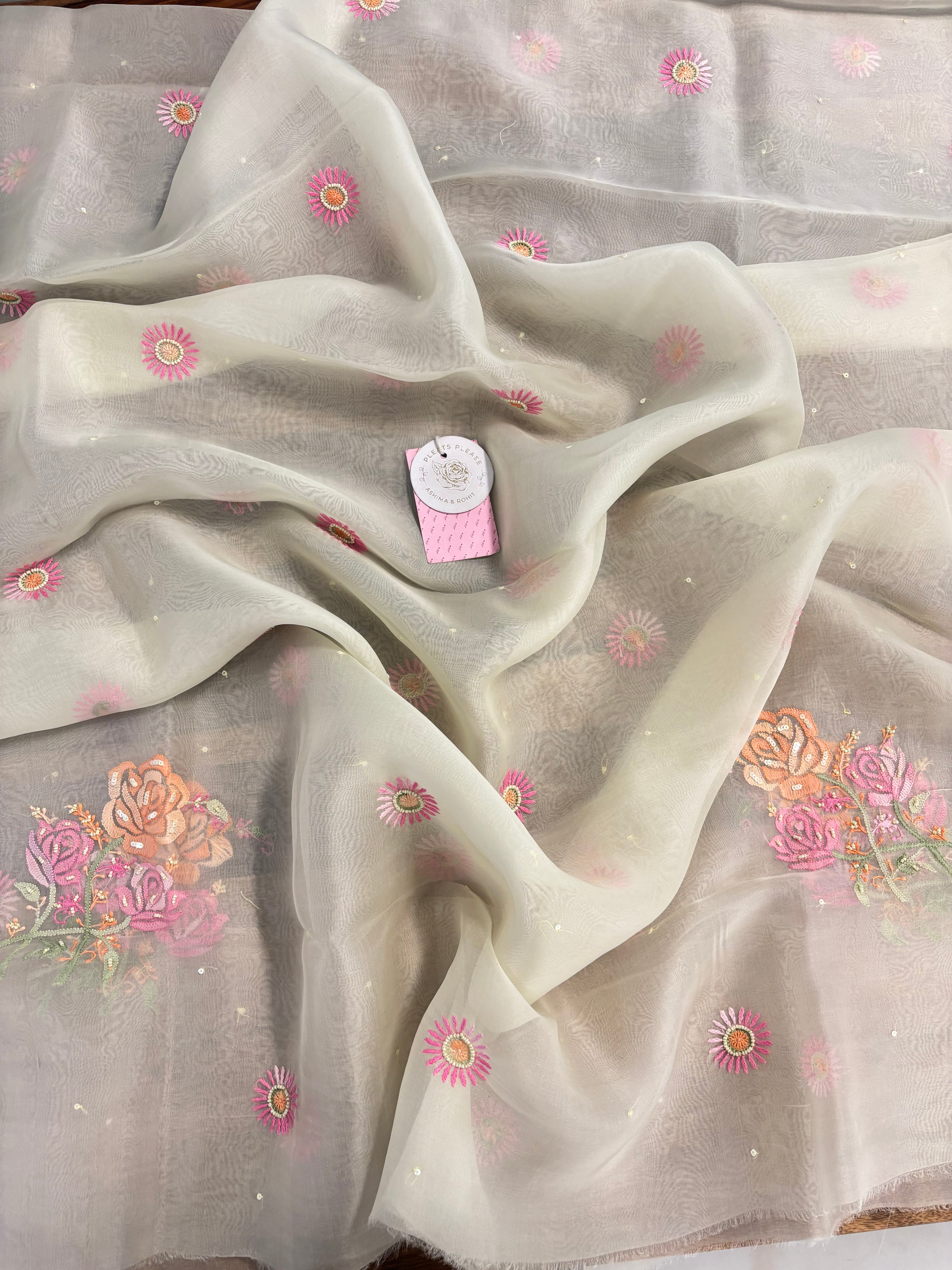 Pistachio Pure Organza Silk Chikankari Kurta & Dupatta