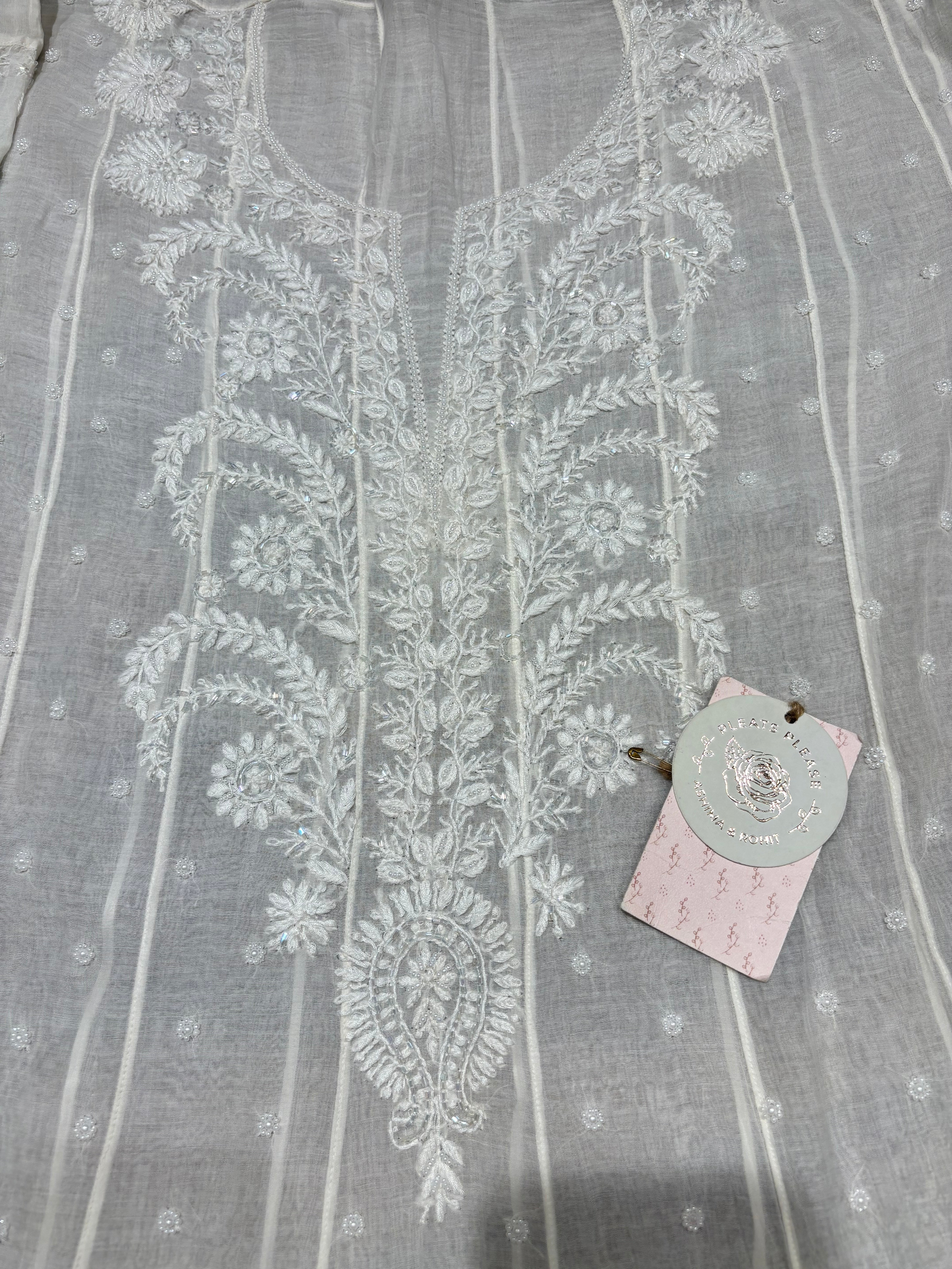 Dyeable Chanderi Mul Chikankari Anarkali & Dupatta Set