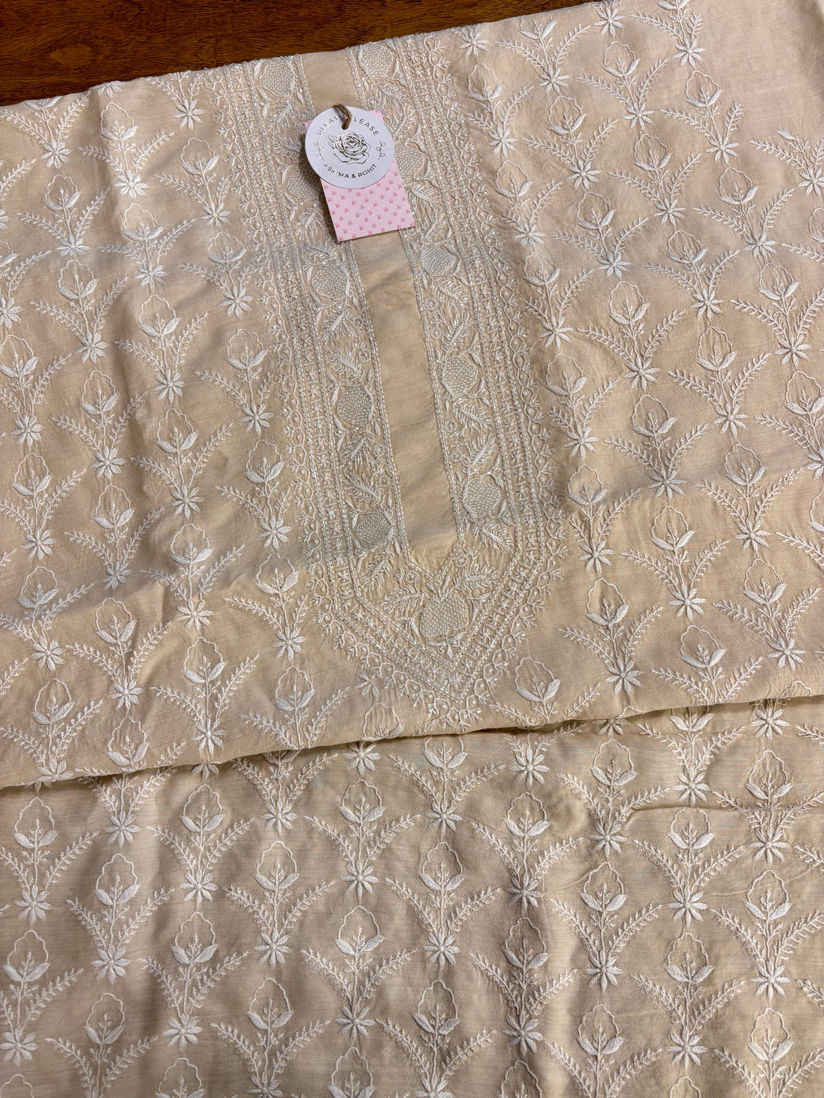 Dyeable Pure Monga Silk Chikankari Men’s Kurta