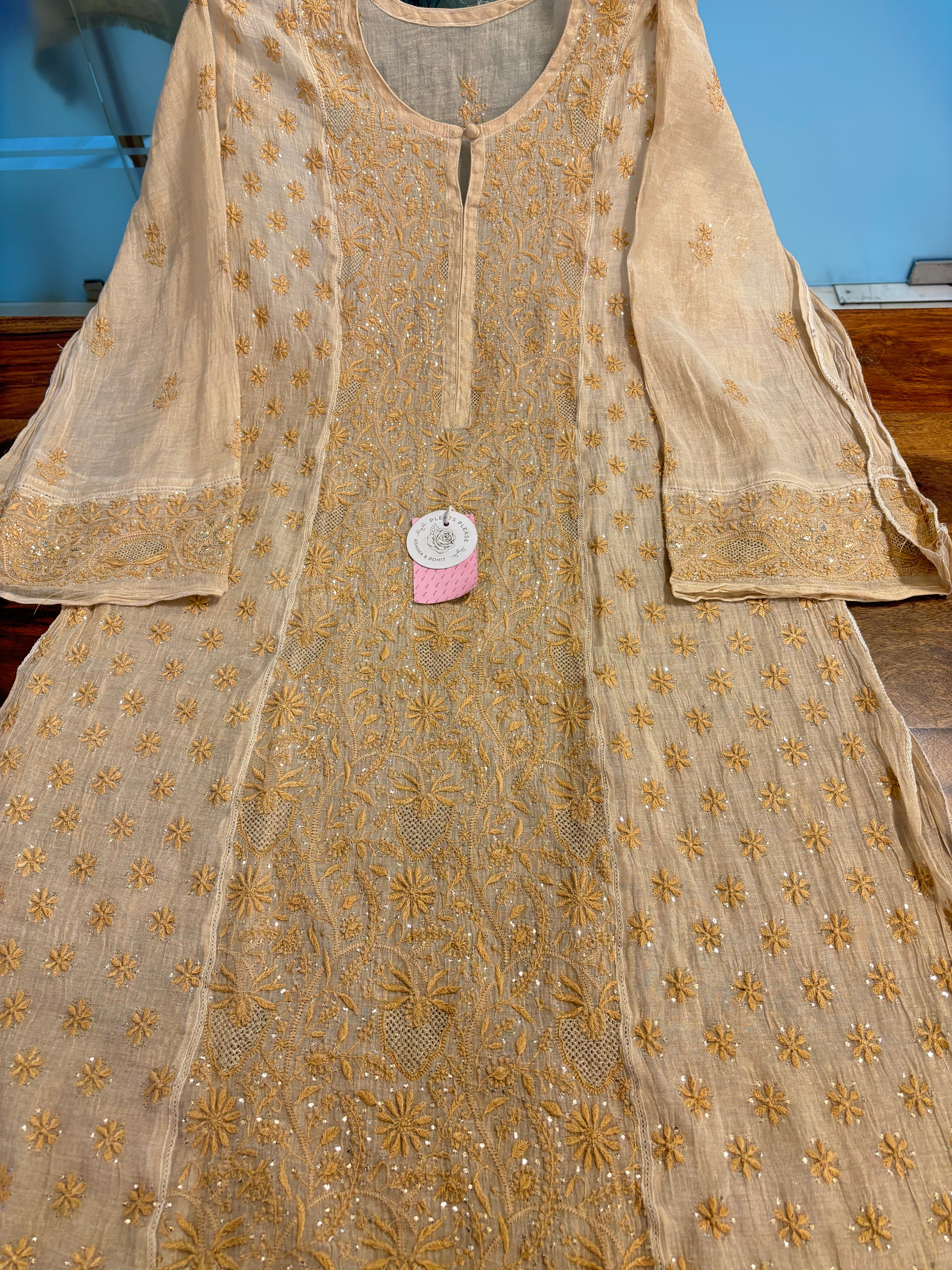 Dyeable Pure & Premium Tissue Chikankari & Mukaish Kurta & Dupatta