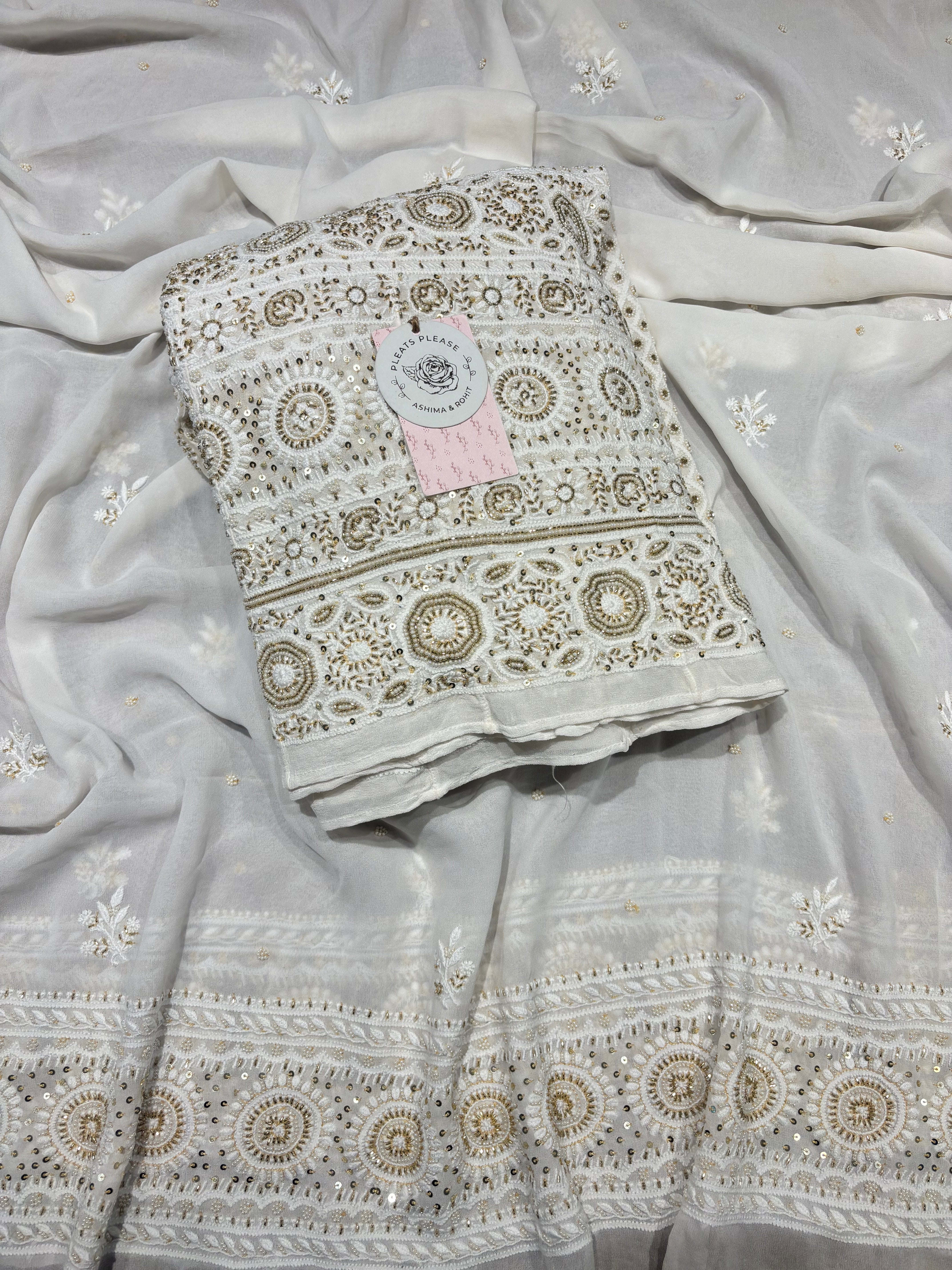 Dyeable Pure & Premium Georgette Chikankari Anarkali & Dupatta Set