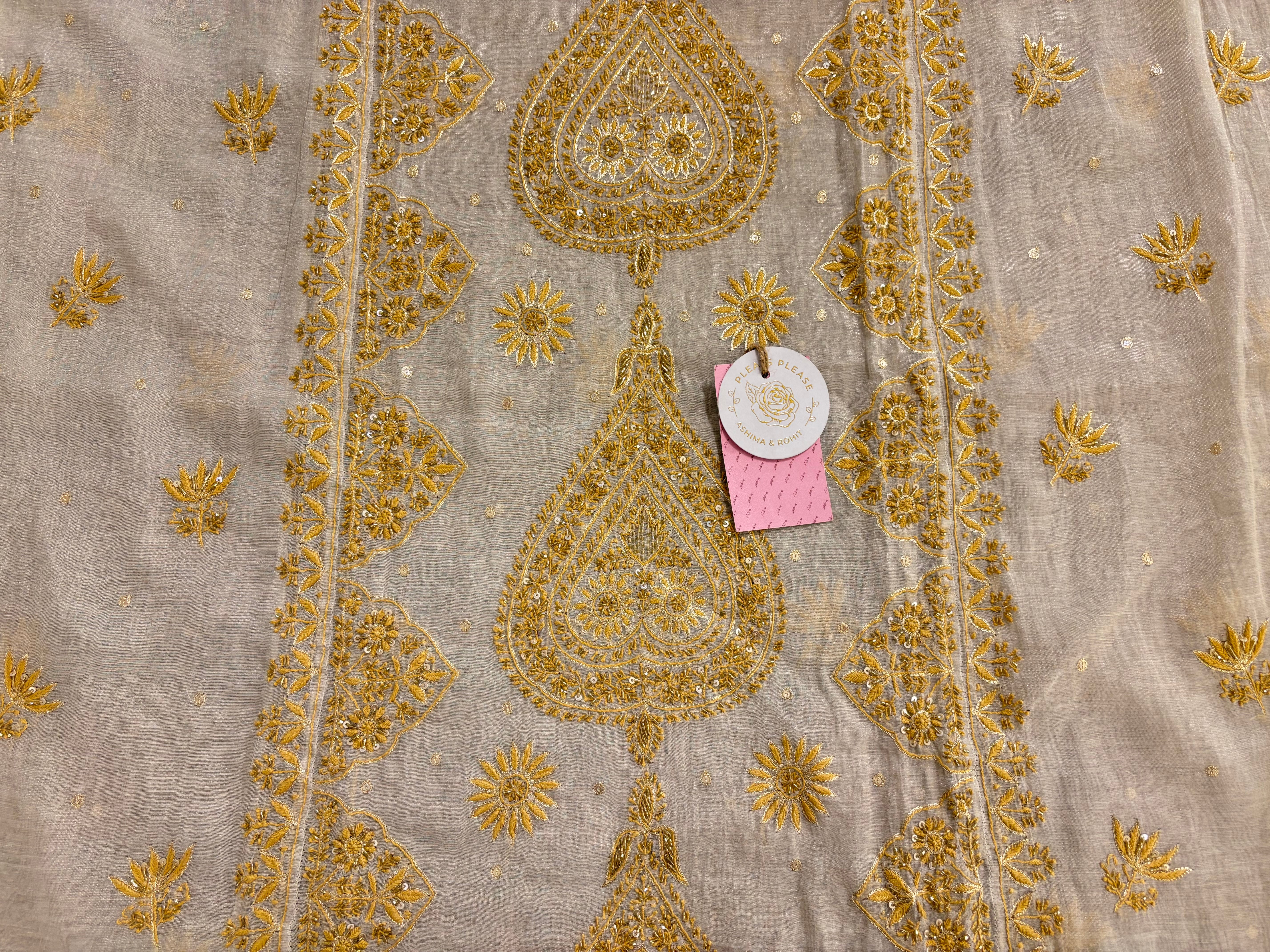 Dyeable Ivory Silver Pure & Premium Tissue Chikankari Kurta & Dupatta