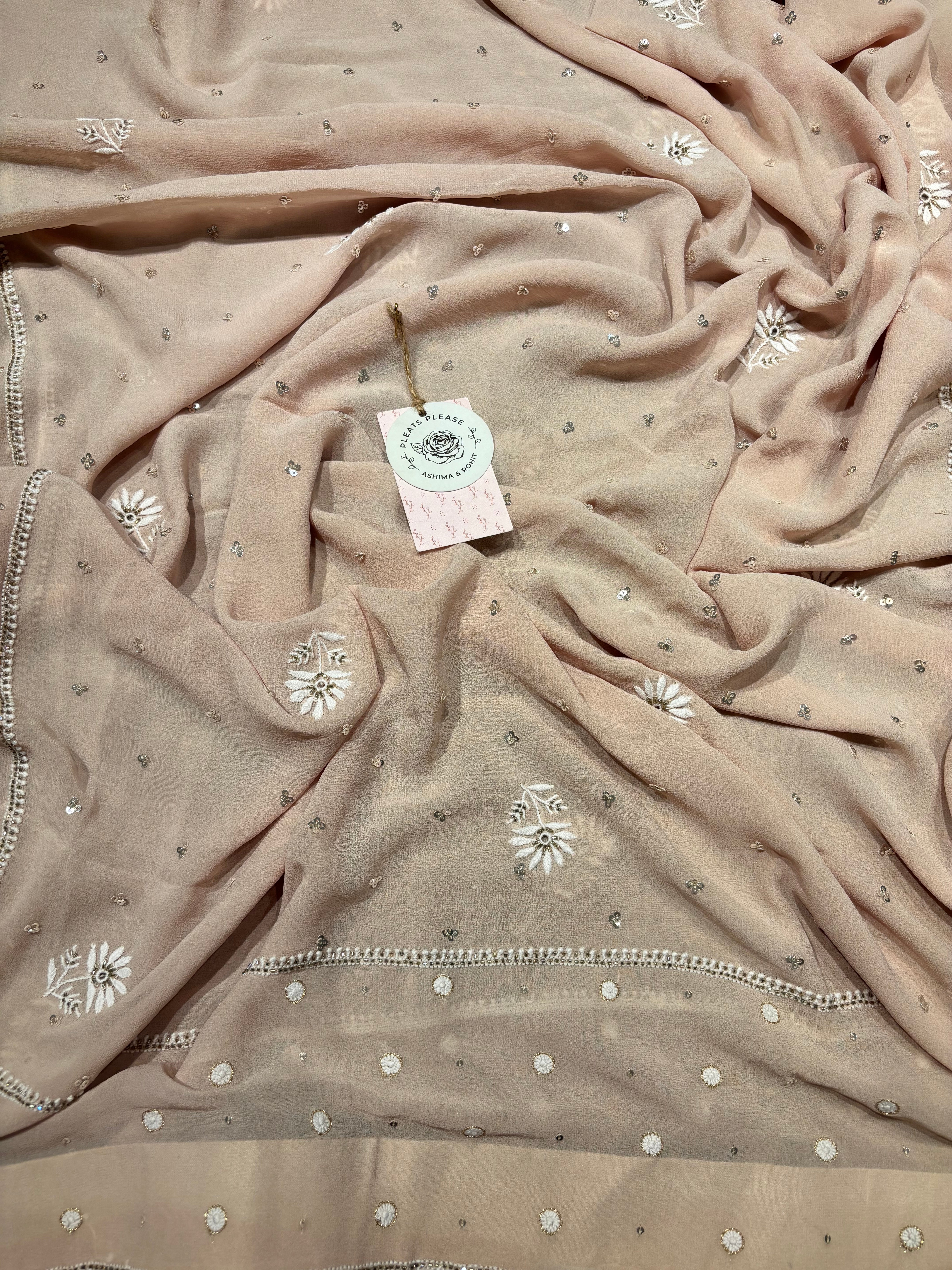Nude Rose Pure And Premium Georgette Kurta And Dupatta Fabric