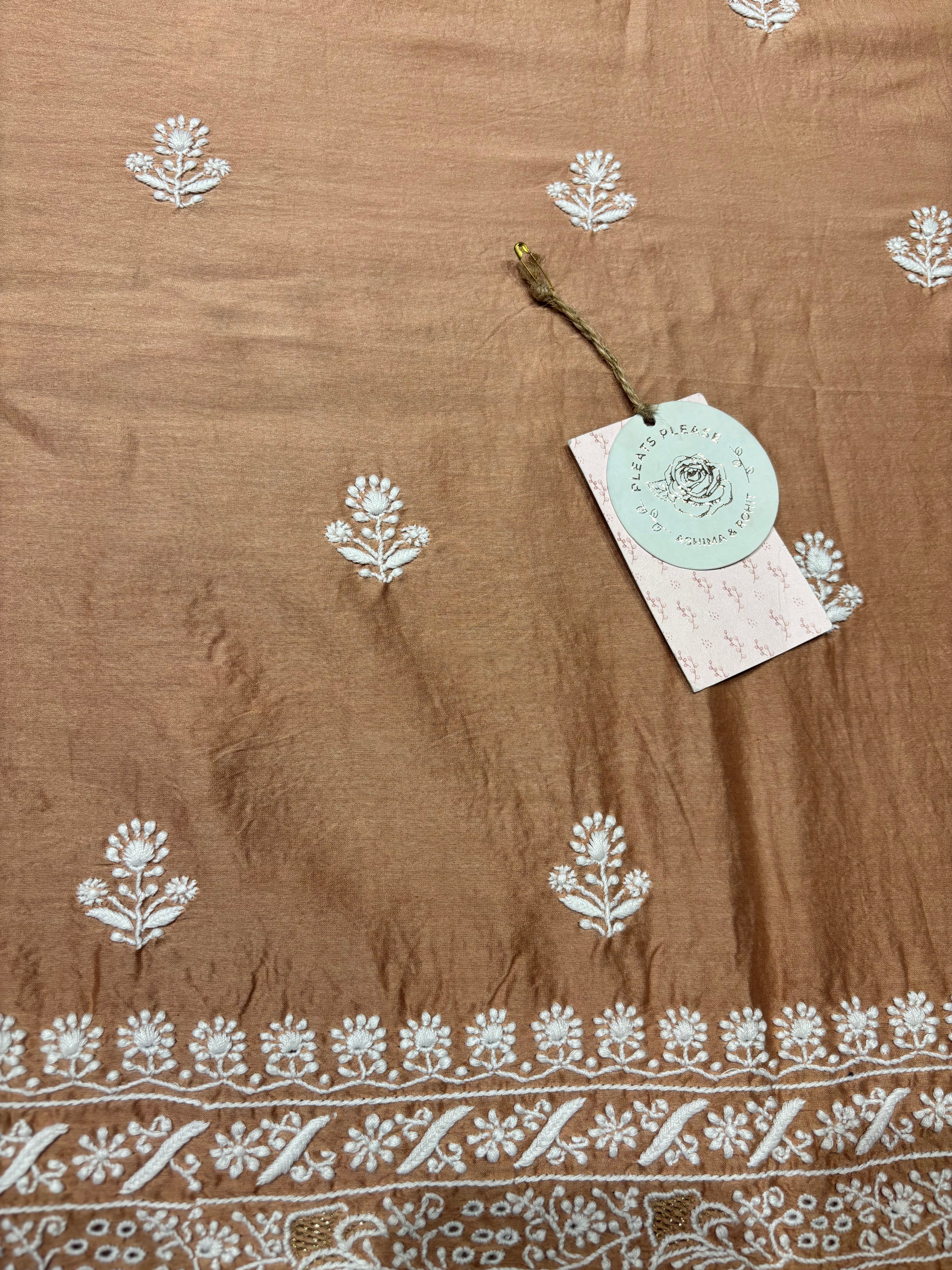 Brown Chanderi Silk Chikankari men’s Kurta