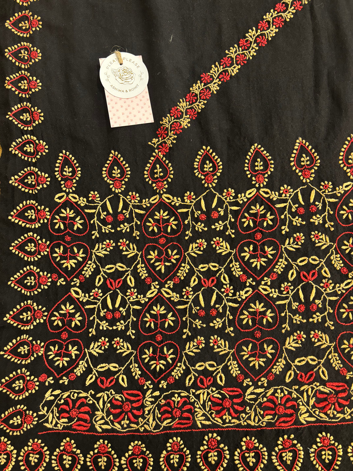 Black Pashmina Chikankari Shawl