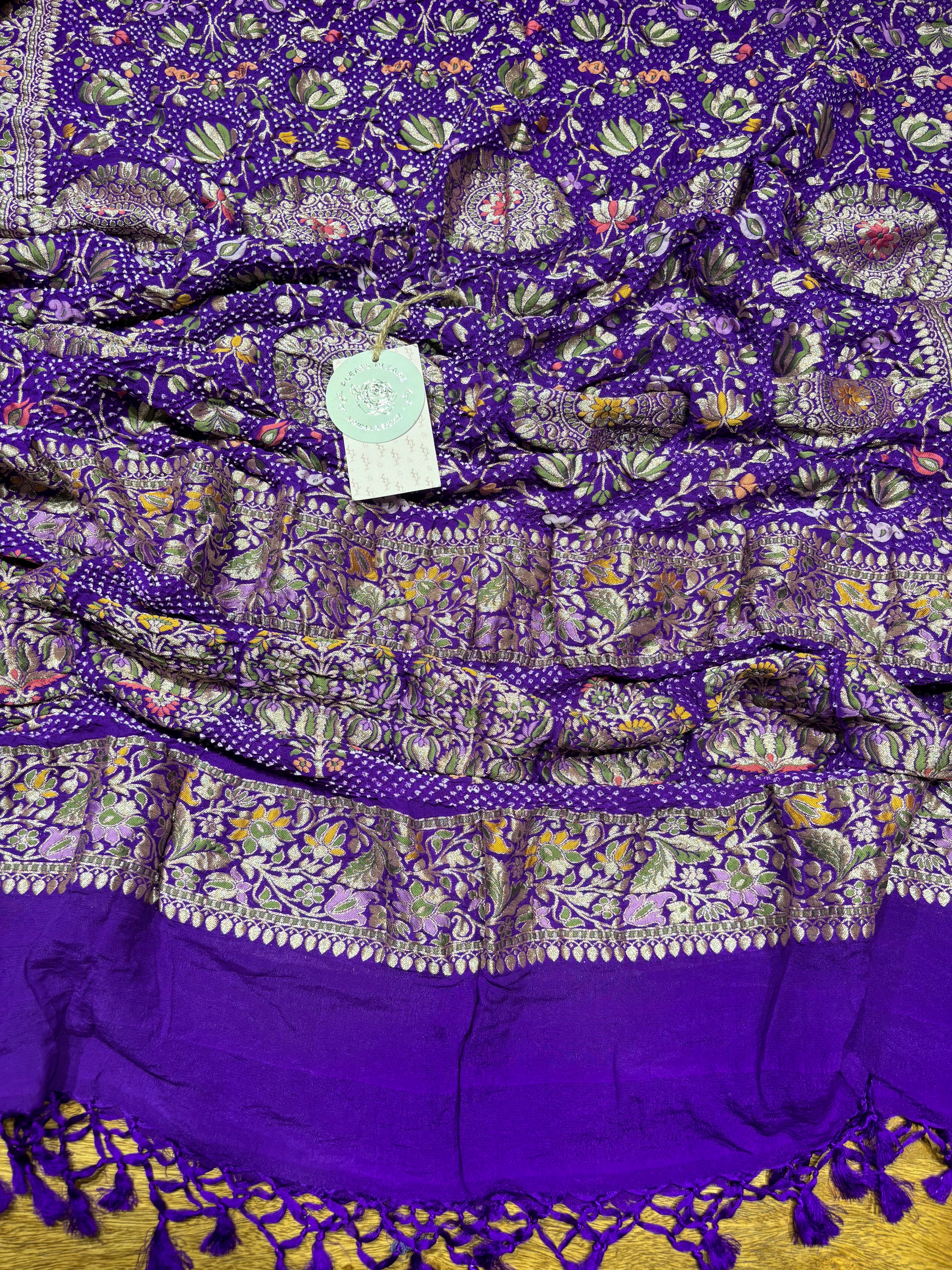 Purple Bandhej Khaddi Georgette Dupatta