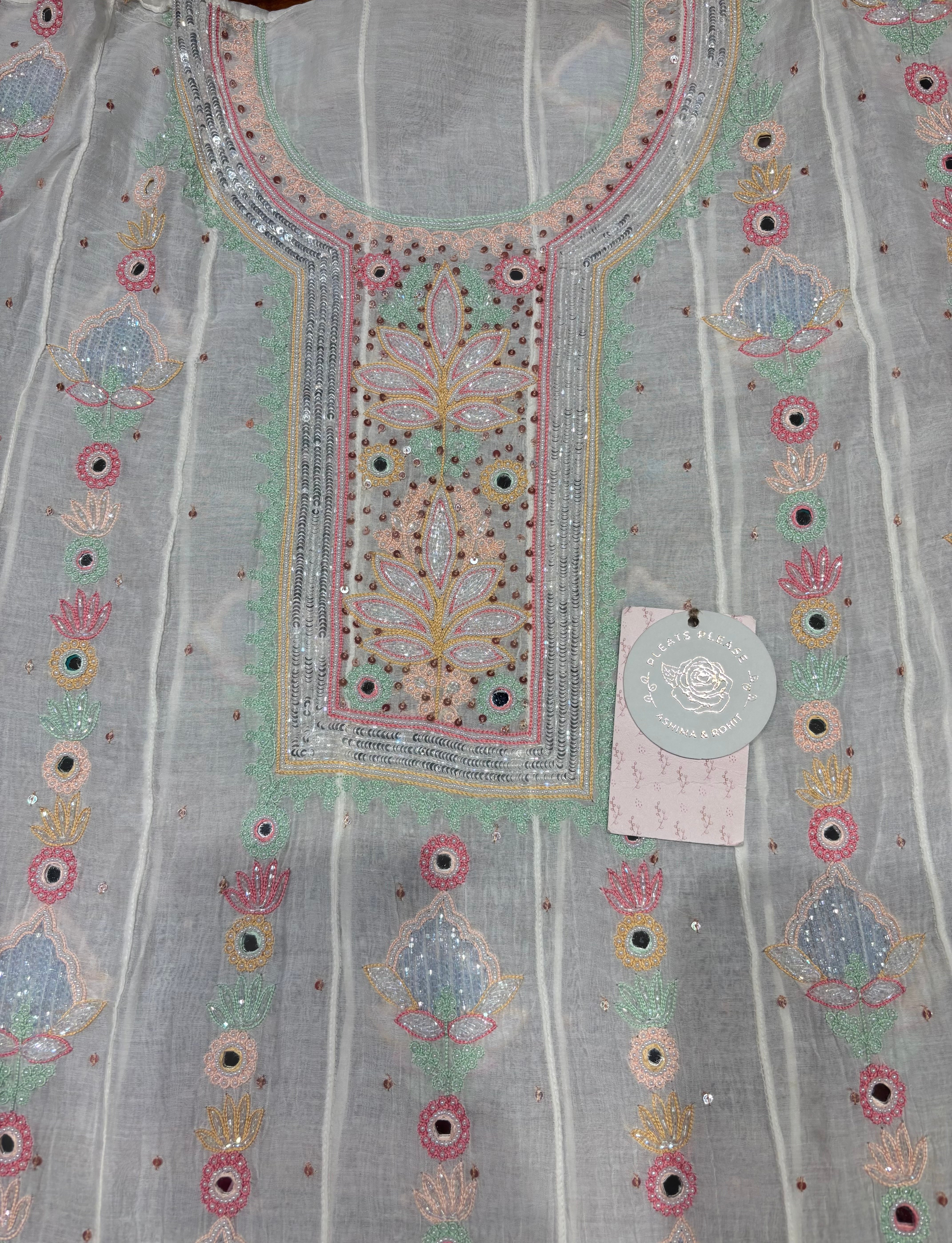Dyeable Chanderi Mul Chikankari Kurta & Dupatta Set