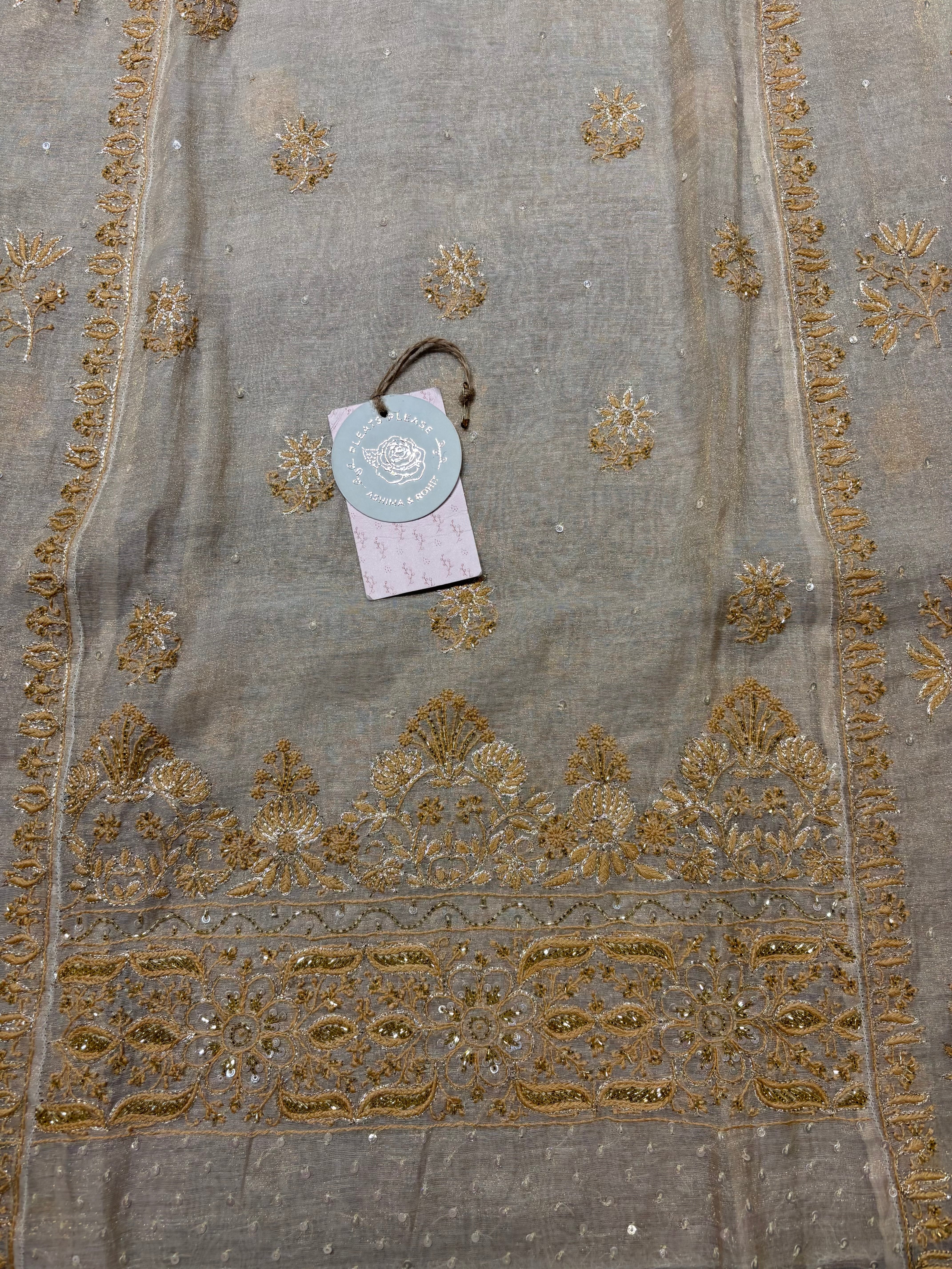Dyeable Pure & Premium Tissue Chikankari A-Line Anarkali & Dupatta Set