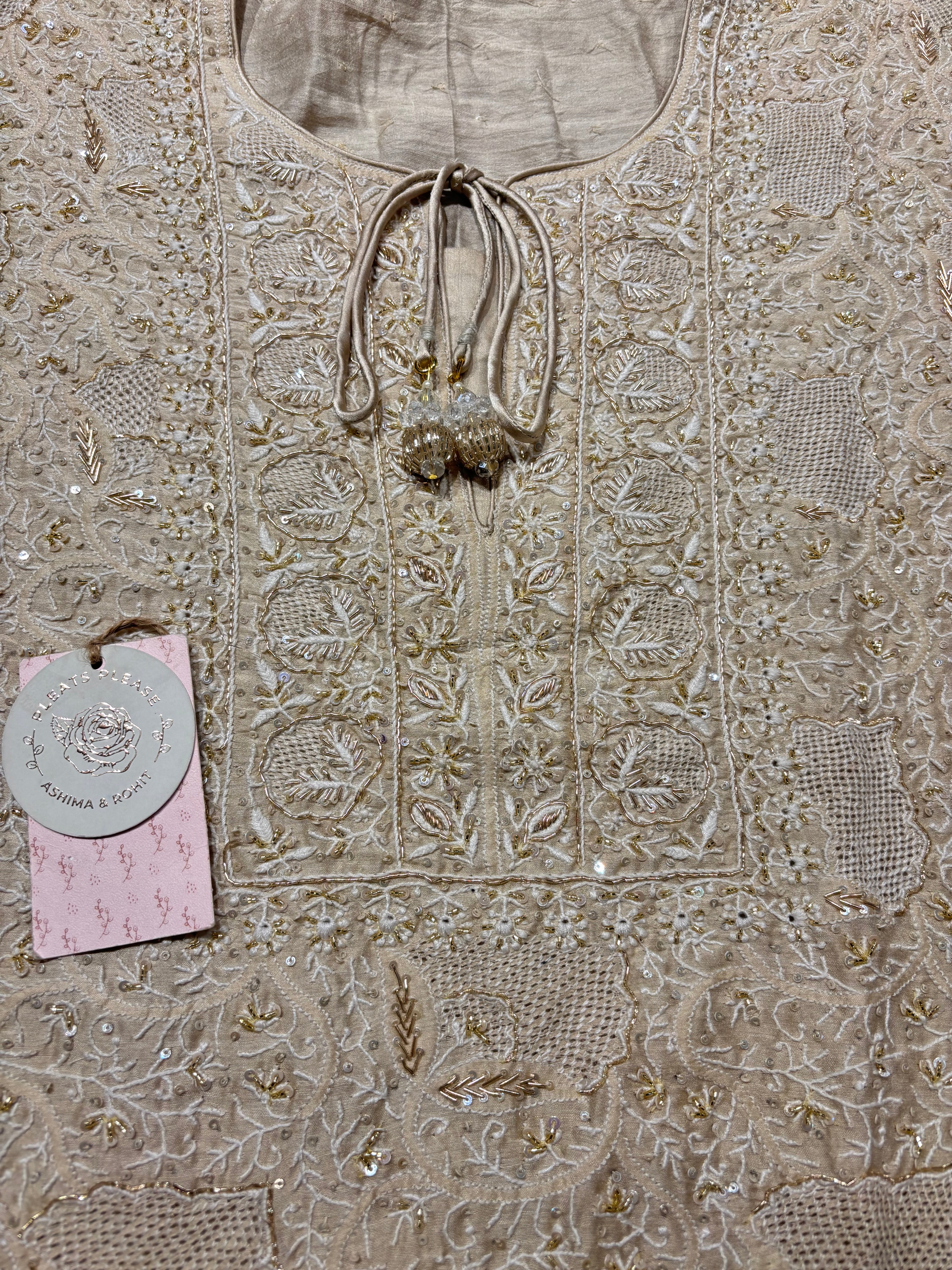 Dyeable Monga Silk Chikankari Kurta & Dupatta Set