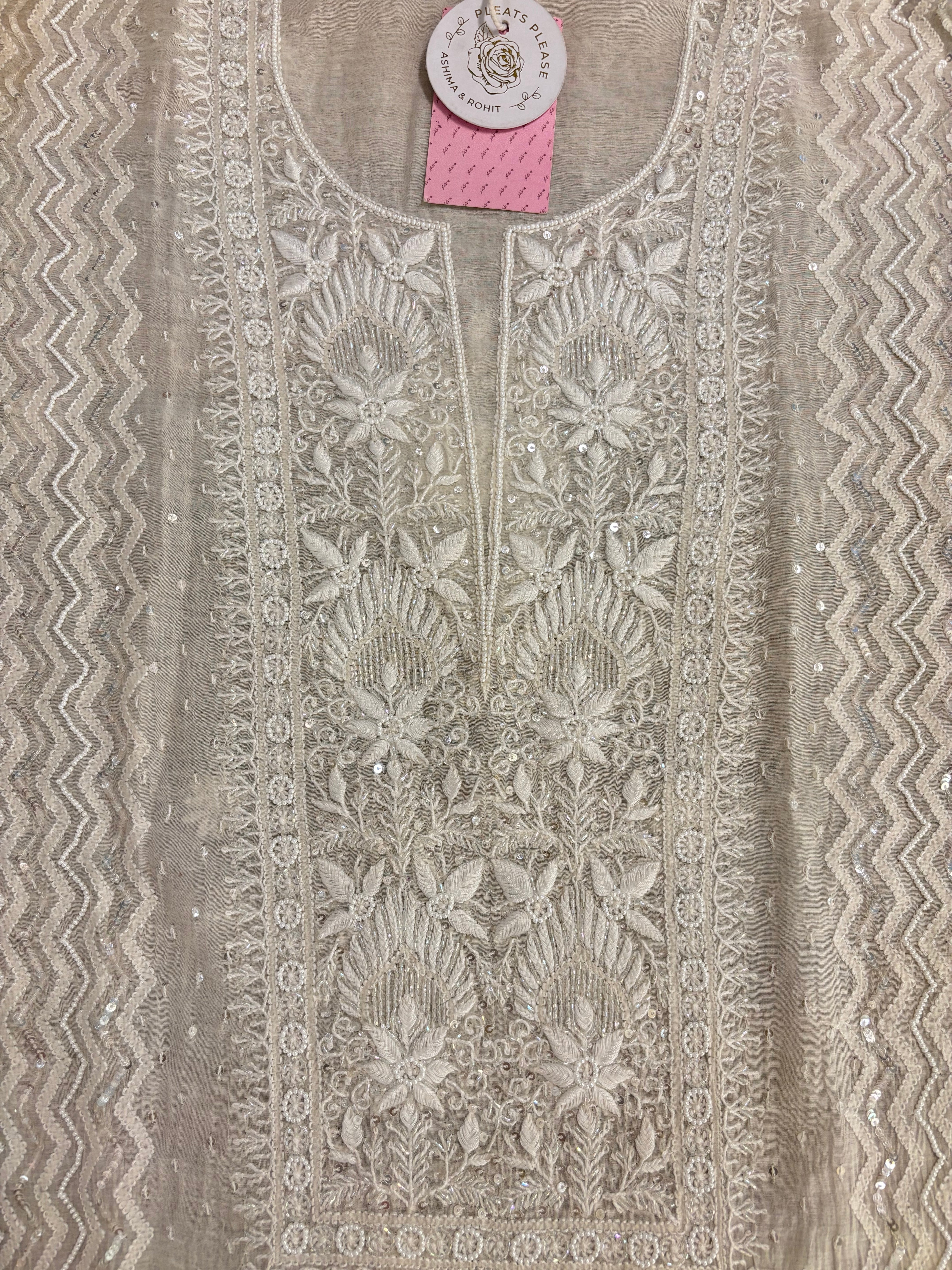 Dyeable Chanderi Mul Chikankari Kurta & Dupatta