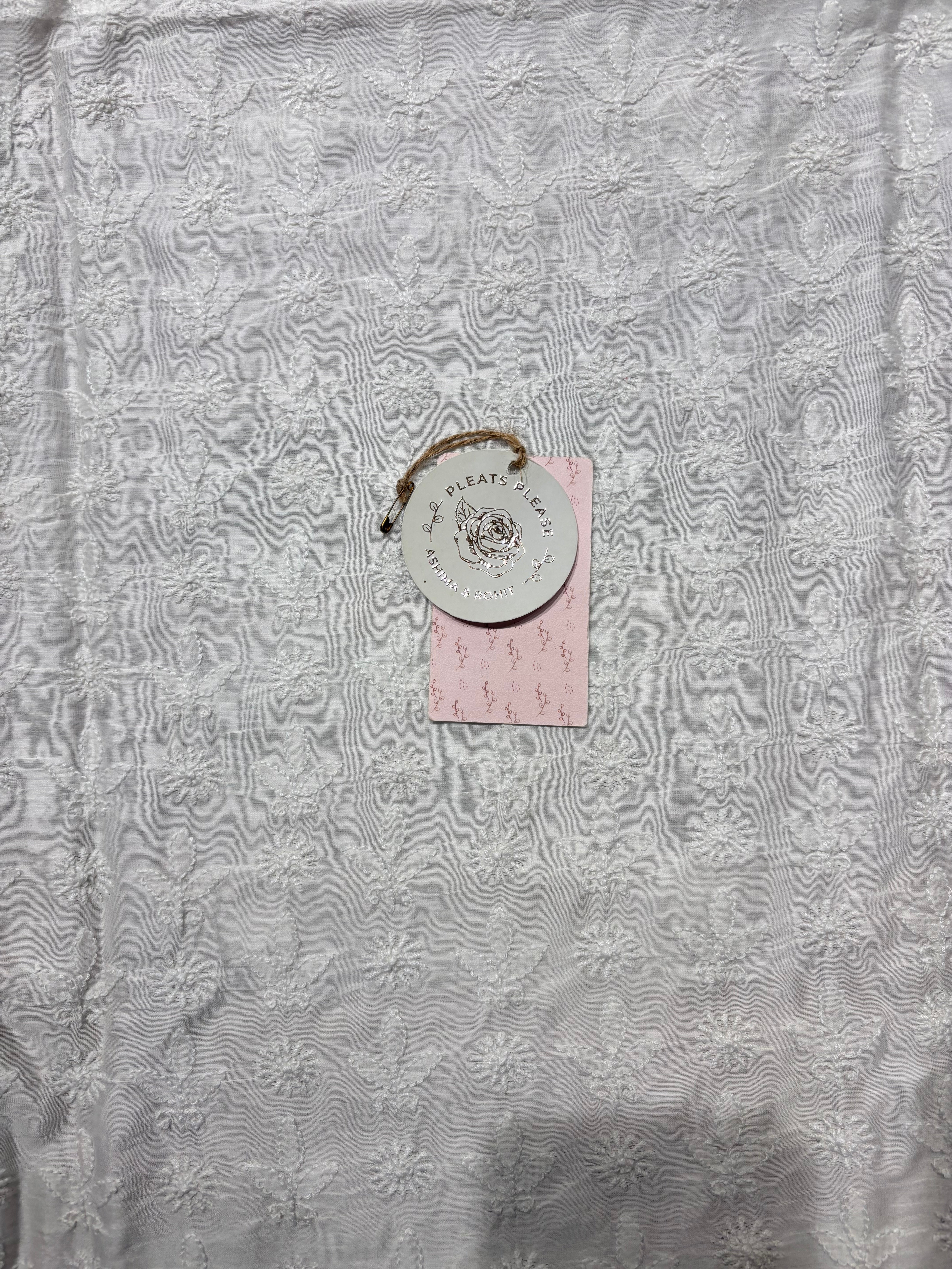 Dyeable Chanderi Silk Chikankari Men’s  Kurta Fabric