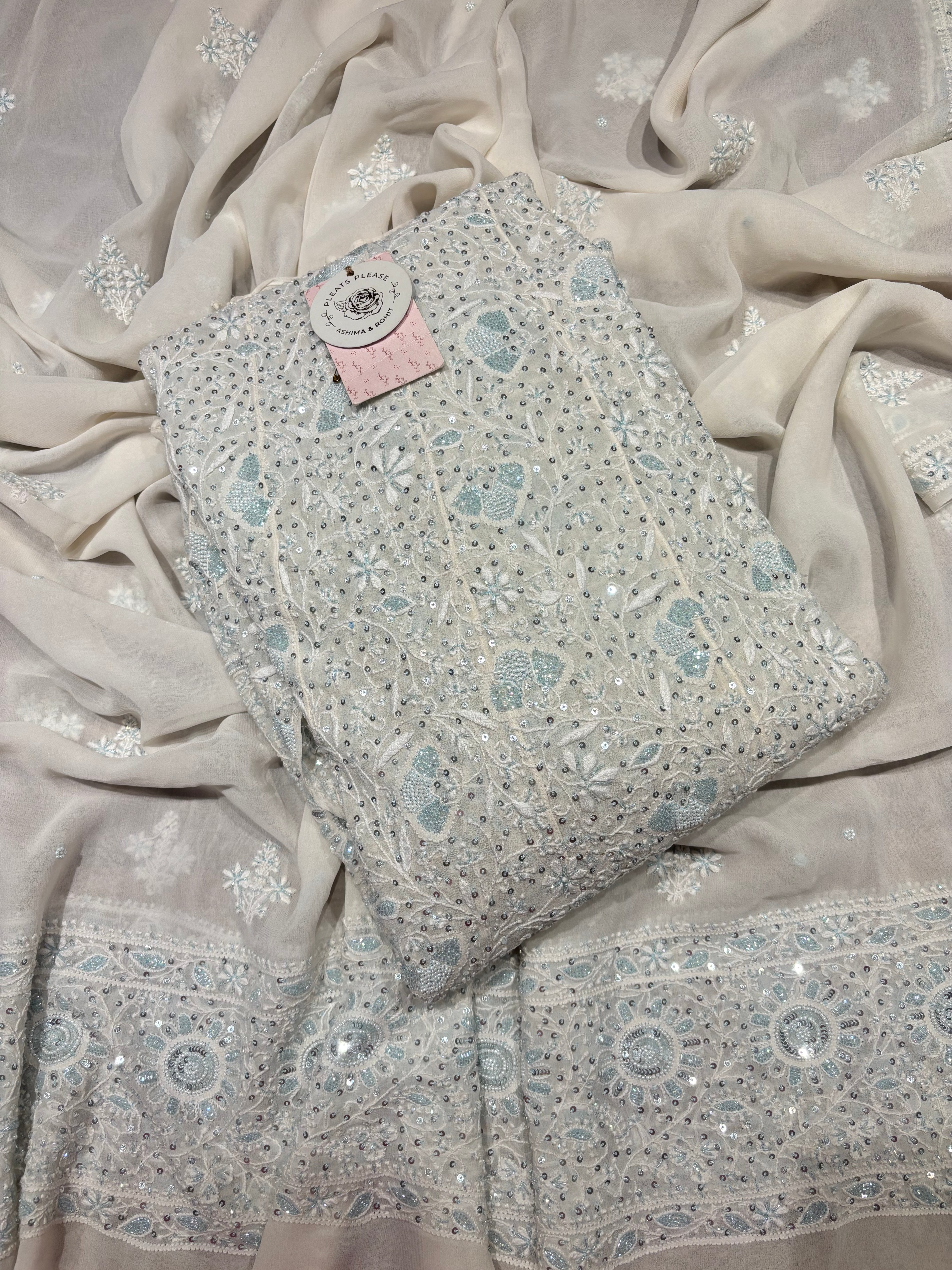 Dyeable Pure & Premium Georgette Chikankari  Anarkali & Dupatta Set
