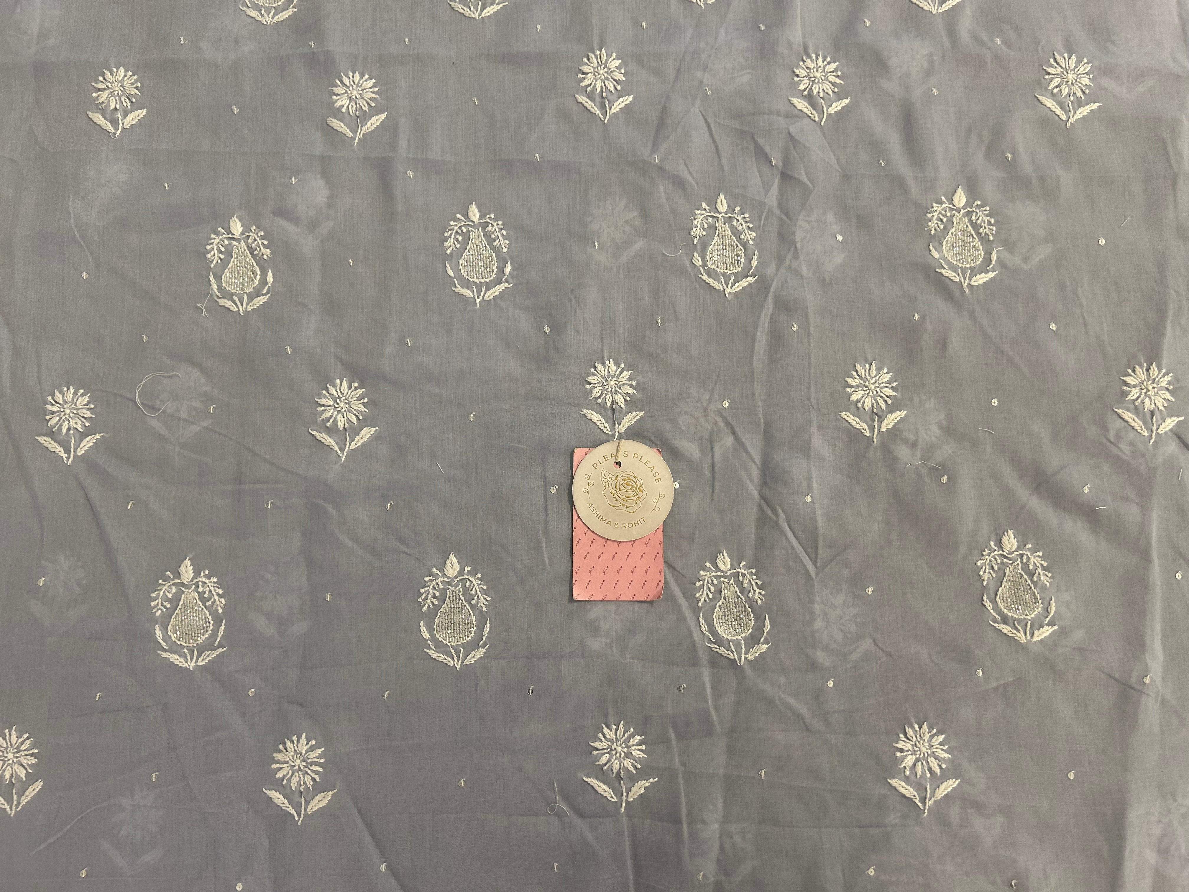 Misty Grey Mulmul Chikankari Kurta