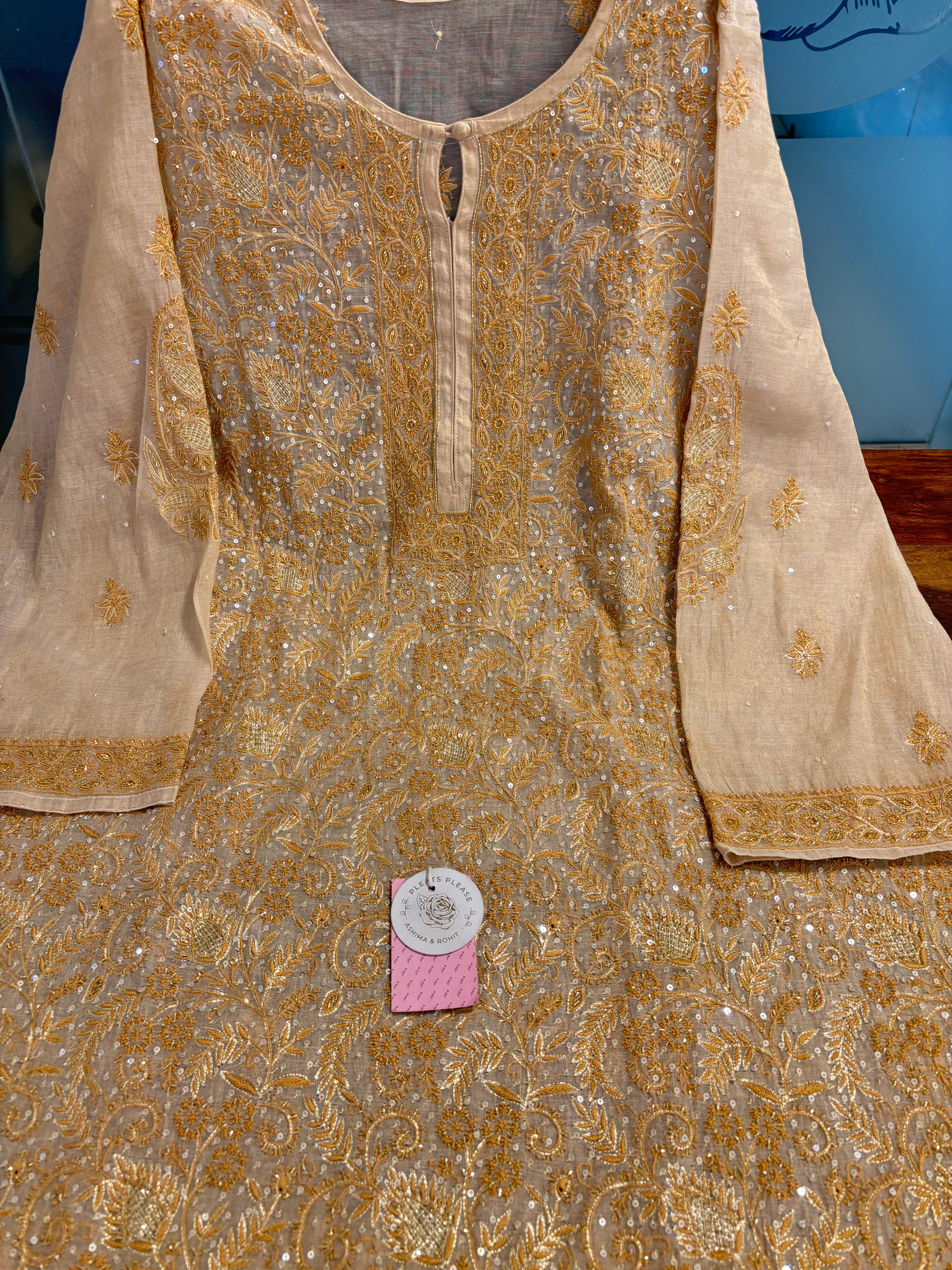 Dyeable Pure Tissue Chikankari Kurta & Dupatta