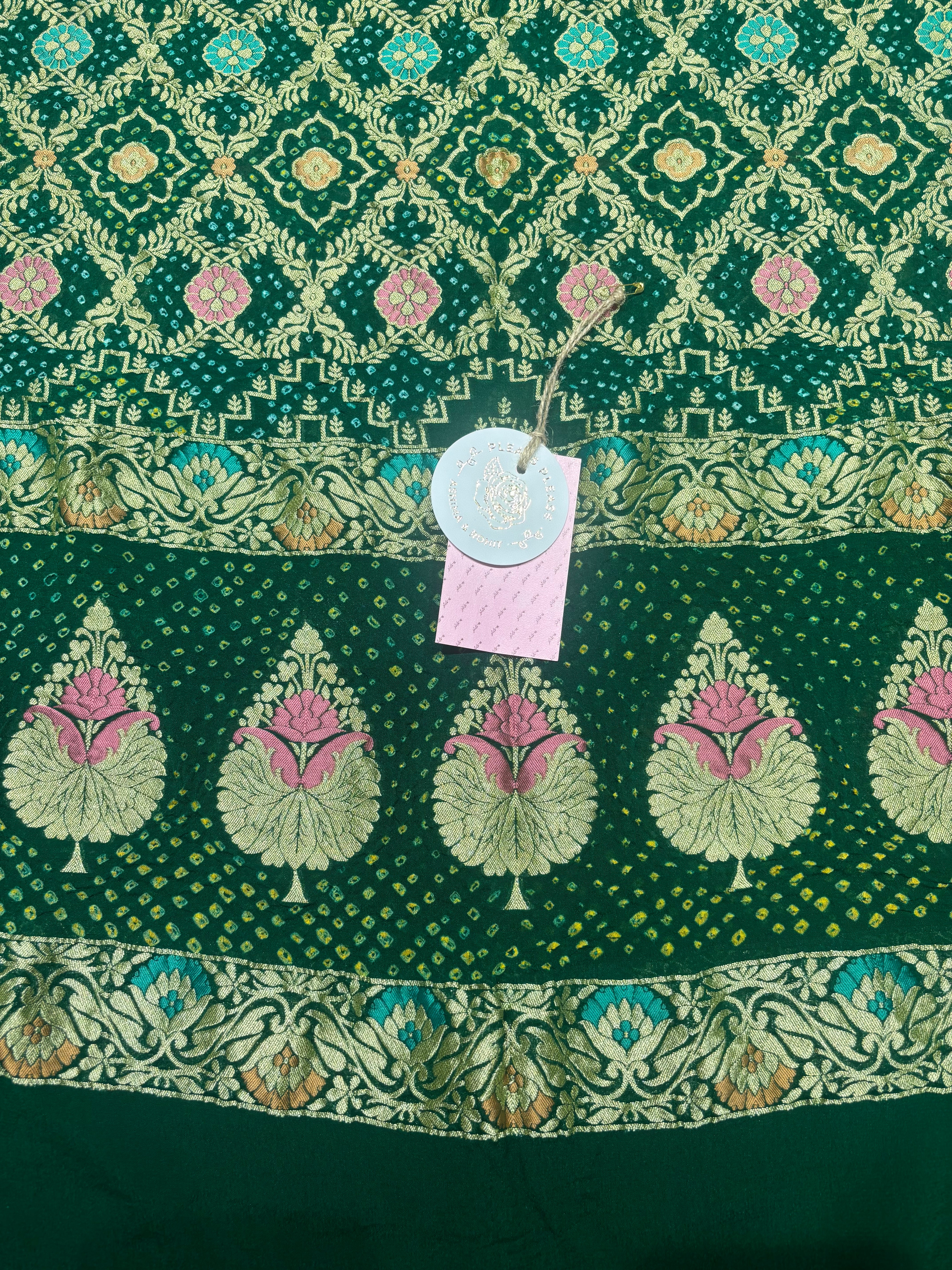 Green Pure & Premium Khaddi Georgette Bandhani Dupatta