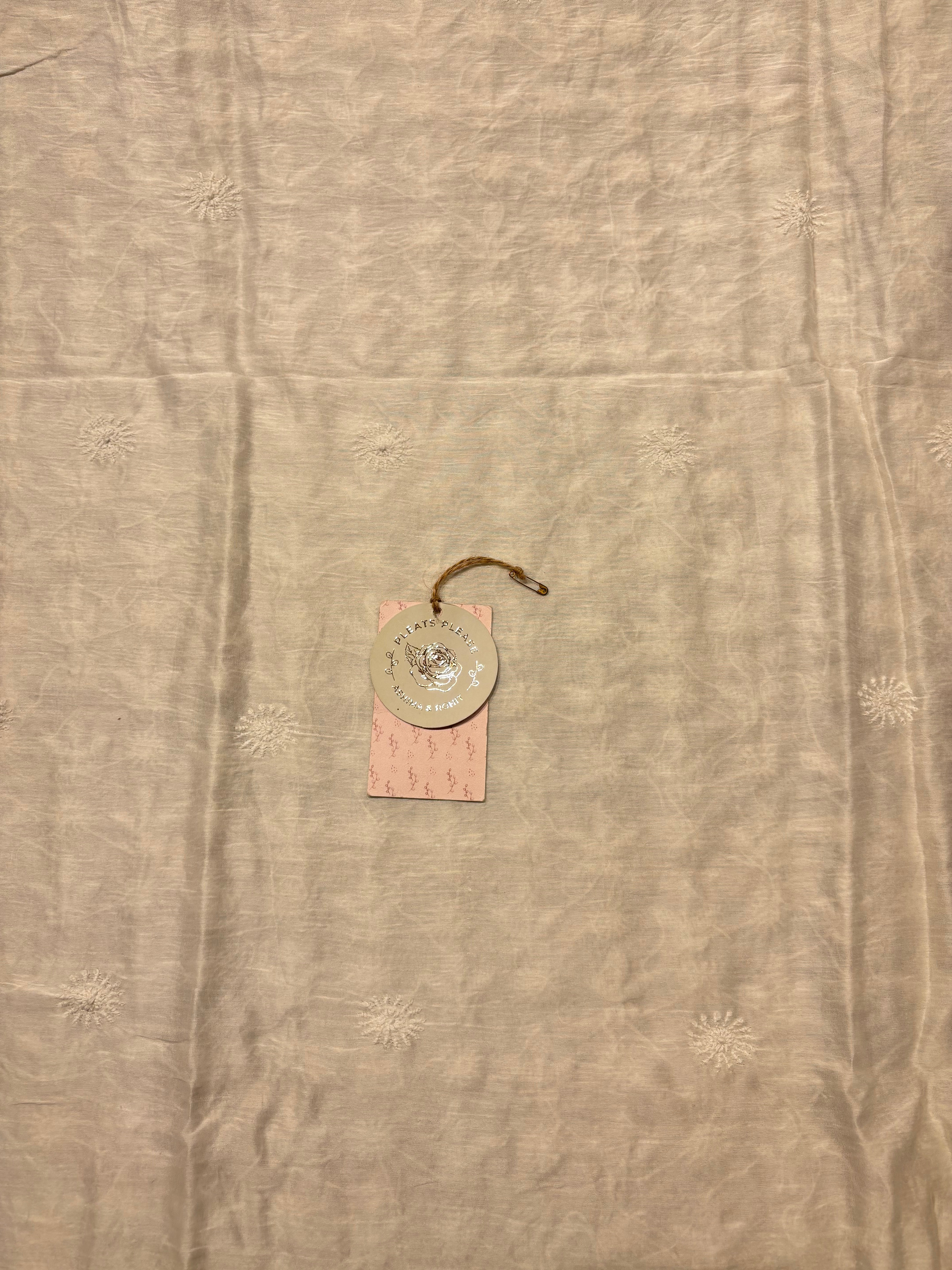 Dyeable Chanderi Silk Chikankari Men’s  Kurta Fabric