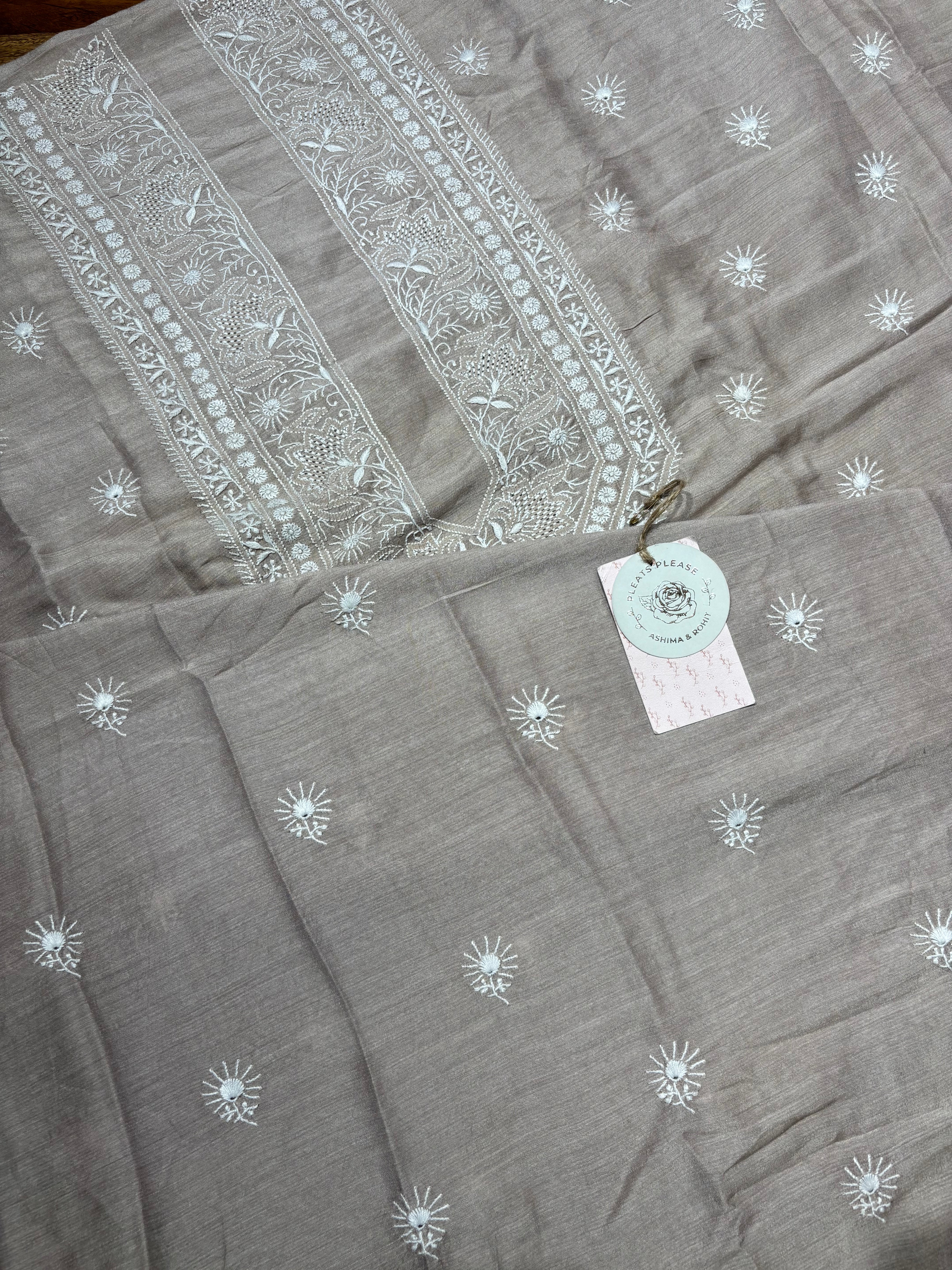 Brown Silk Chikankari Men’s Kurta Fabric