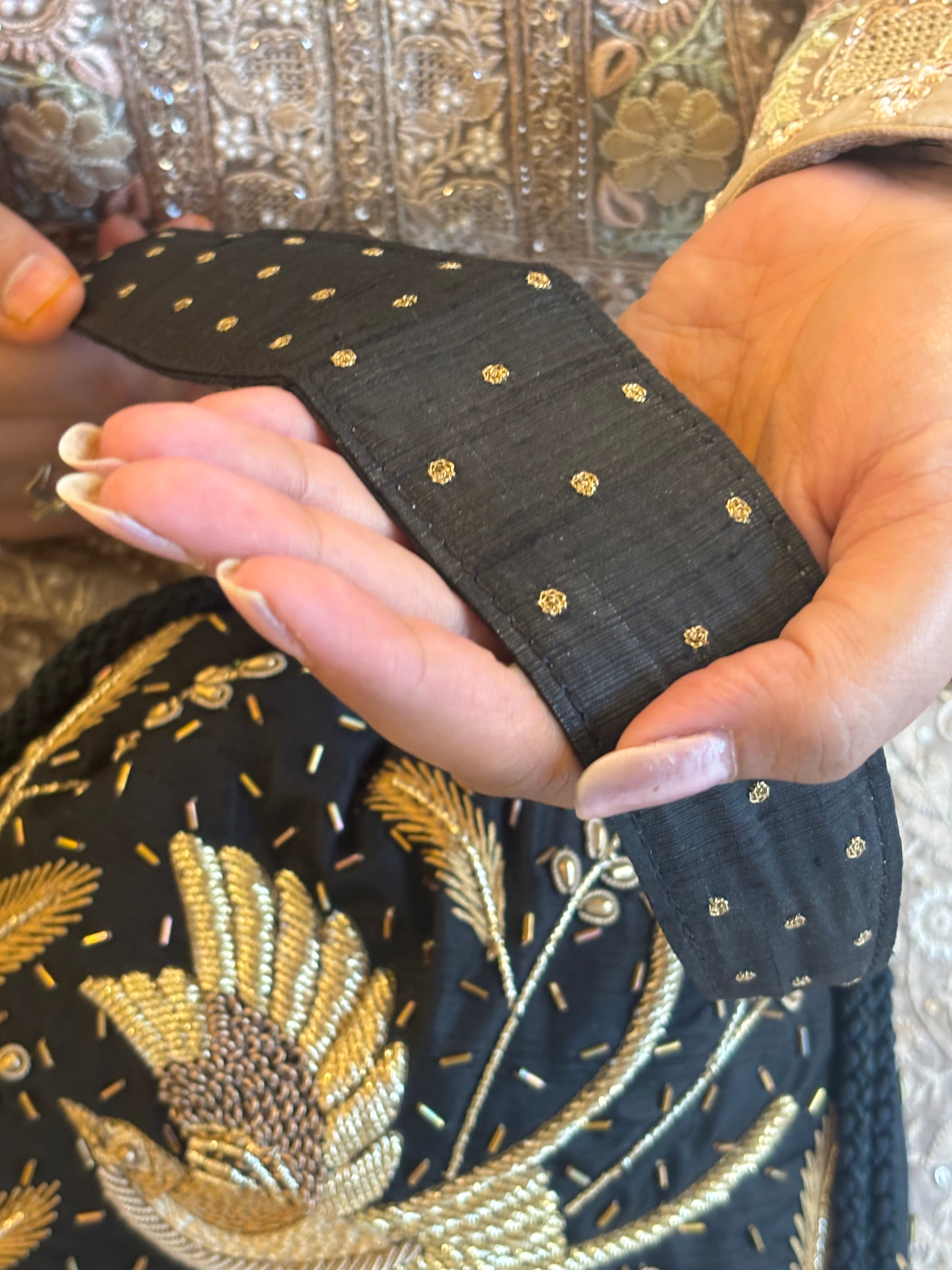 Black Silk Chikankari Potli