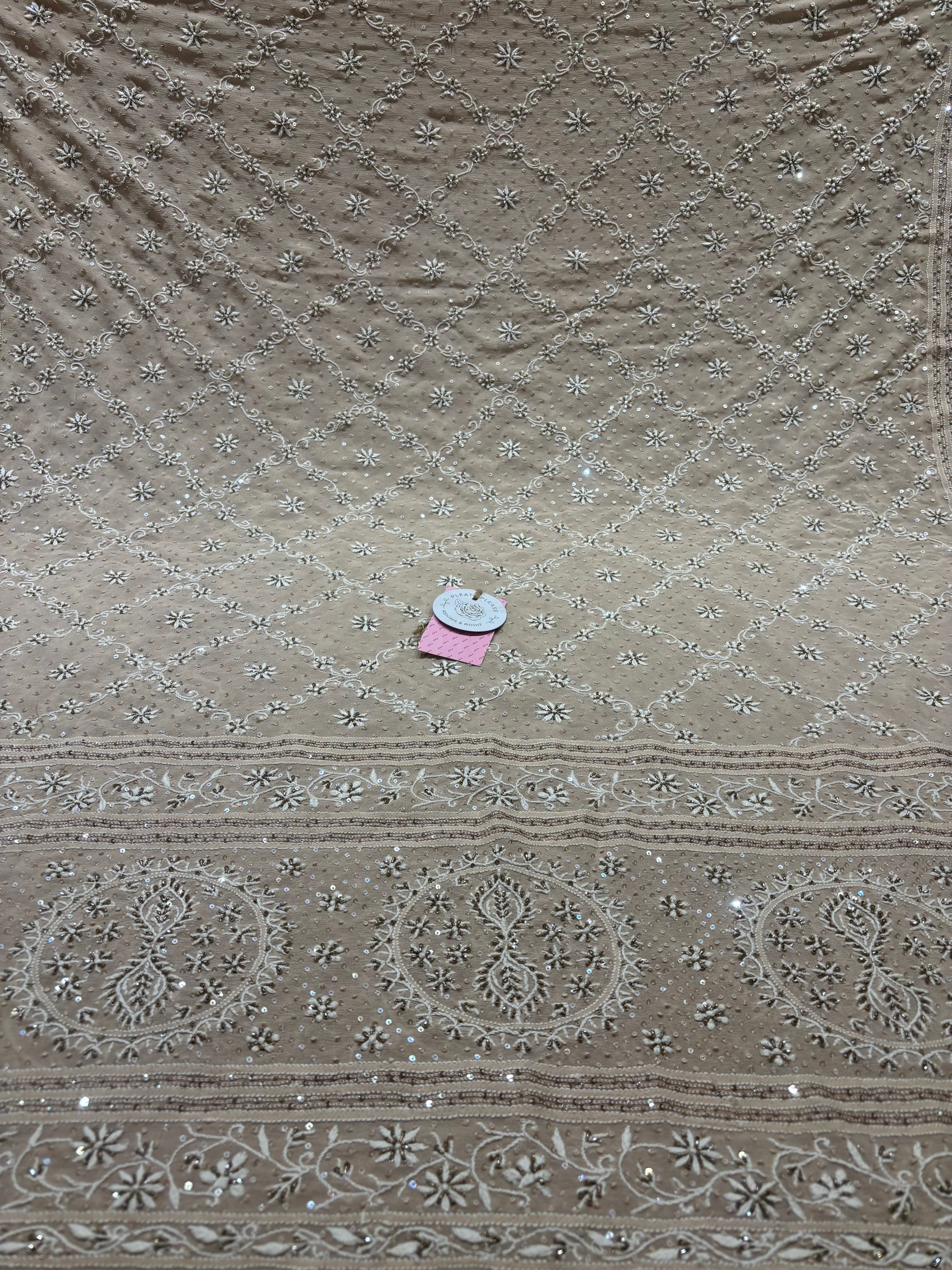 Champagne Pure and Premium Georgette Chikankari Dupatta