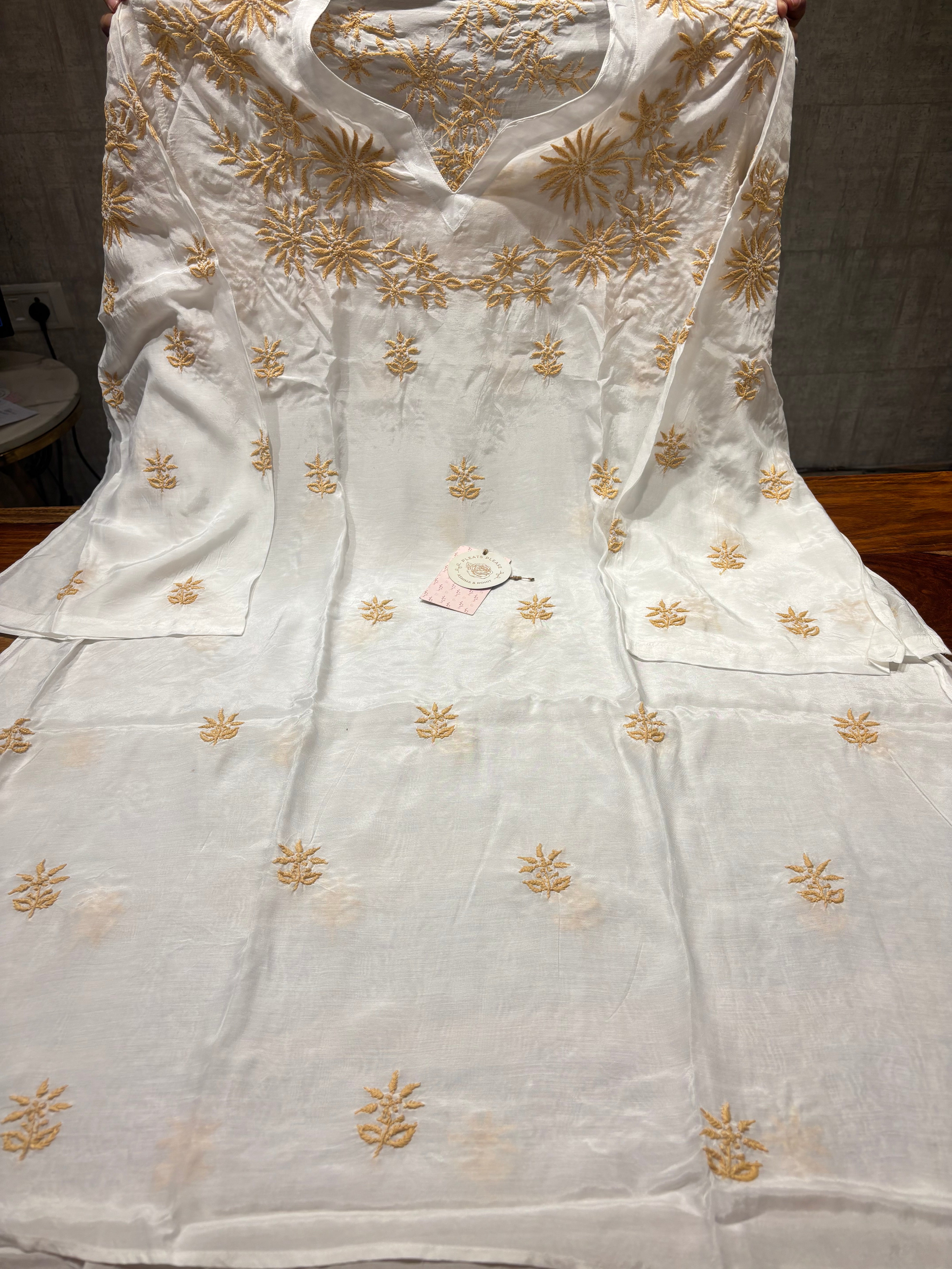 Dyeable Muslin Silk Chikankari Co-ord Set